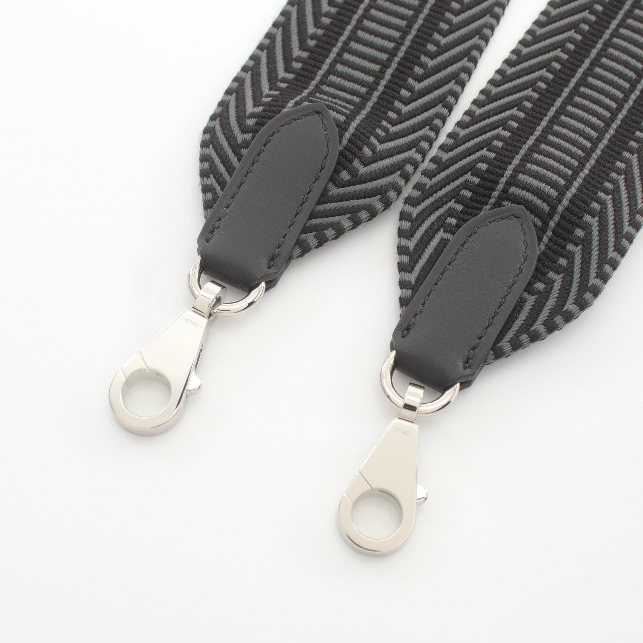 Hermes Hermes Shoulder Strap Canvas Veau Swift Black Gray Silver Hardware Double Engraved Size ONE SIZE - 3 Thumbnail