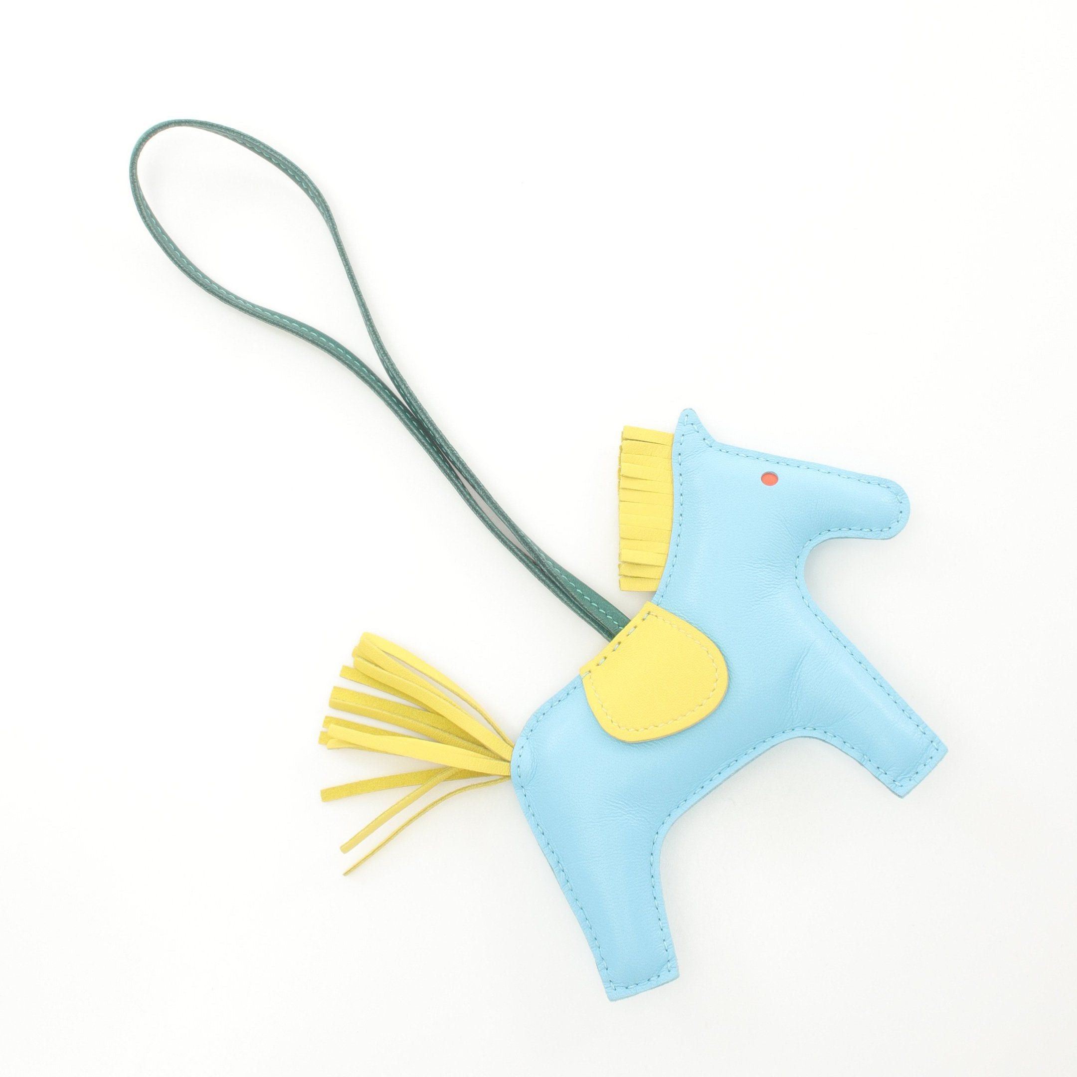 Hermes Hermes Rodeo Mm Celeste Lime Malachite Bag Charm Aagneau Light Blue Yellow Green Size ONE SIZE - 2 Thumbnail