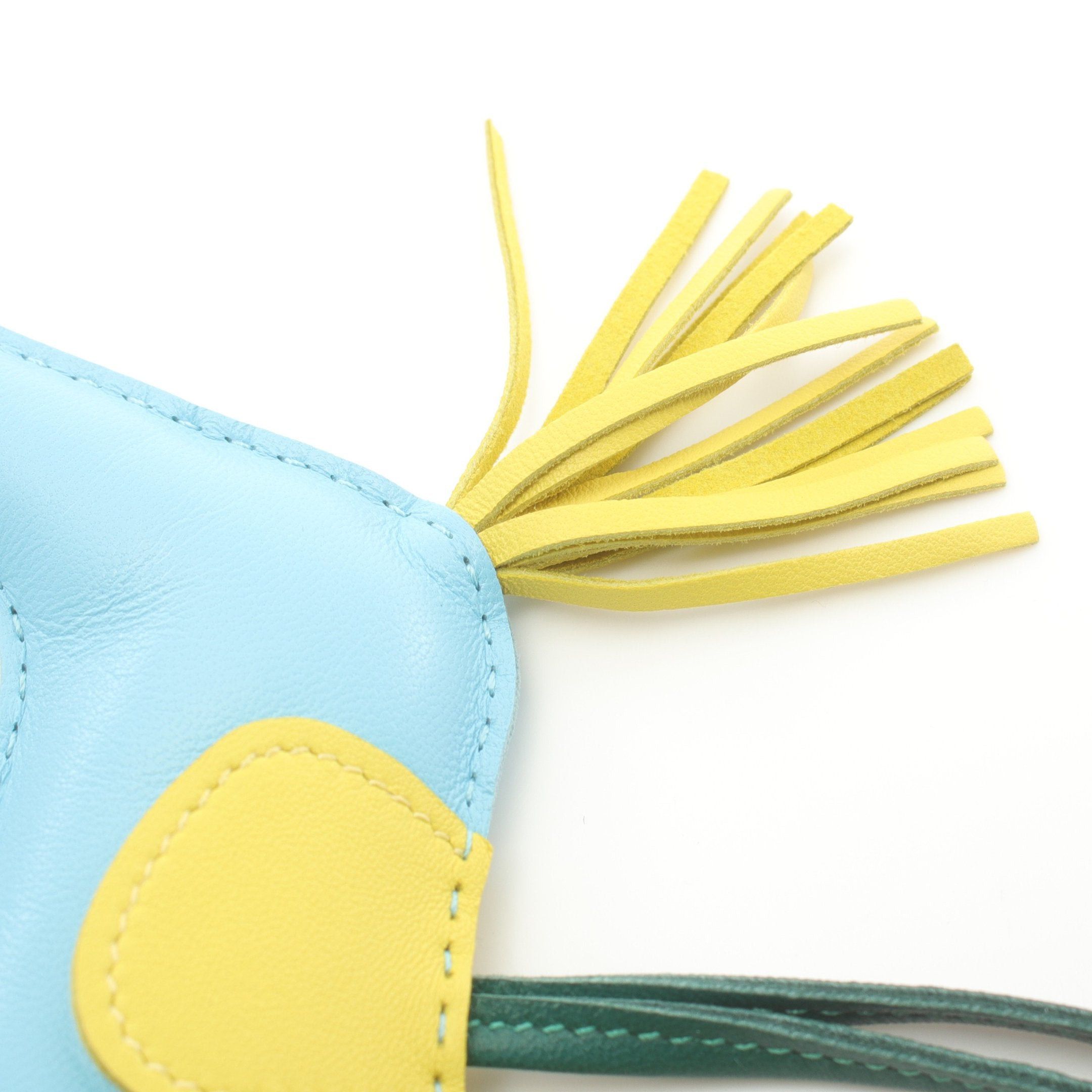 Hermes Hermes Rodeo Mm Celeste Lime Malachite Bag Charm Aagneau Light Blue Yellow Green Size ONE SIZE - 4 Thumbnail