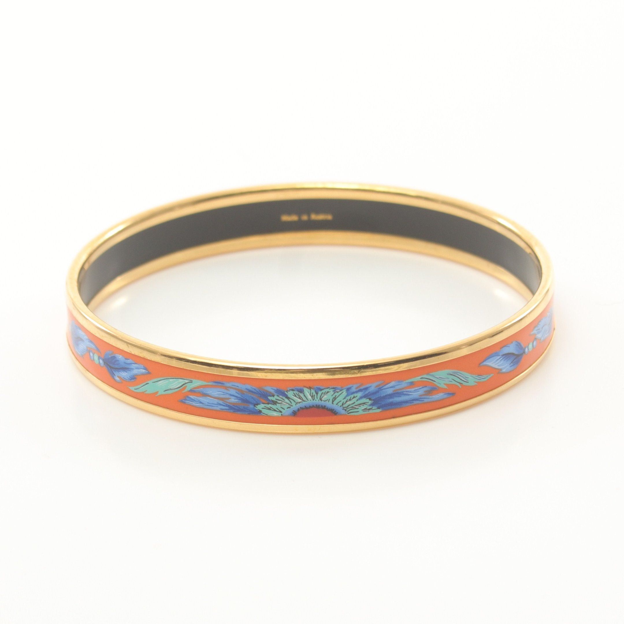 Hermes Hermes Enamel Pm Bangle Gp Cloisonne Gold Orange Multicolor Size ONE SIZE - 2 Thumbnail