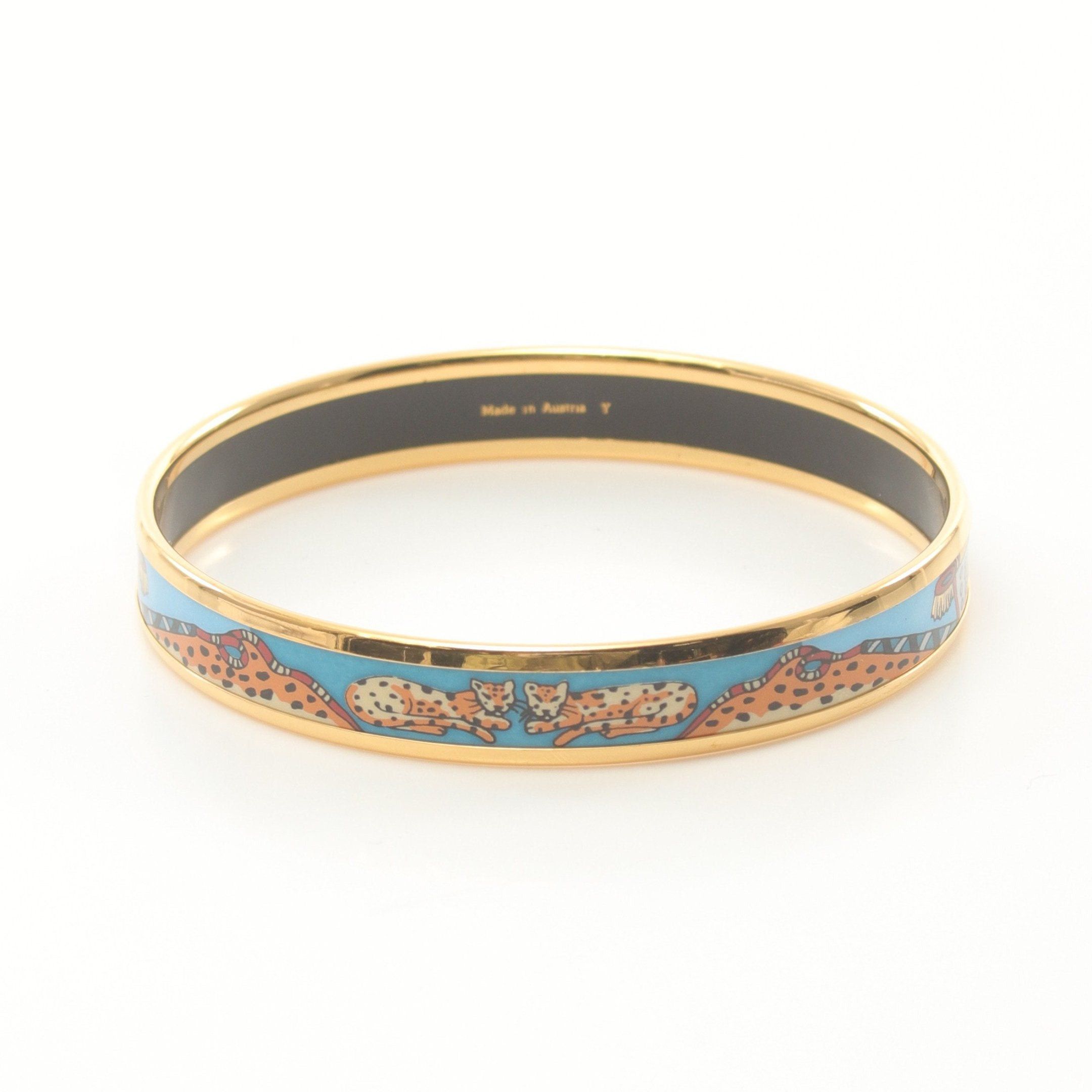 Hermes Hermes Enamel Pm Bangle Gp Cloisonne Gold Light Blue Multicolor Size ONE SIZE - 2 Thumbnail