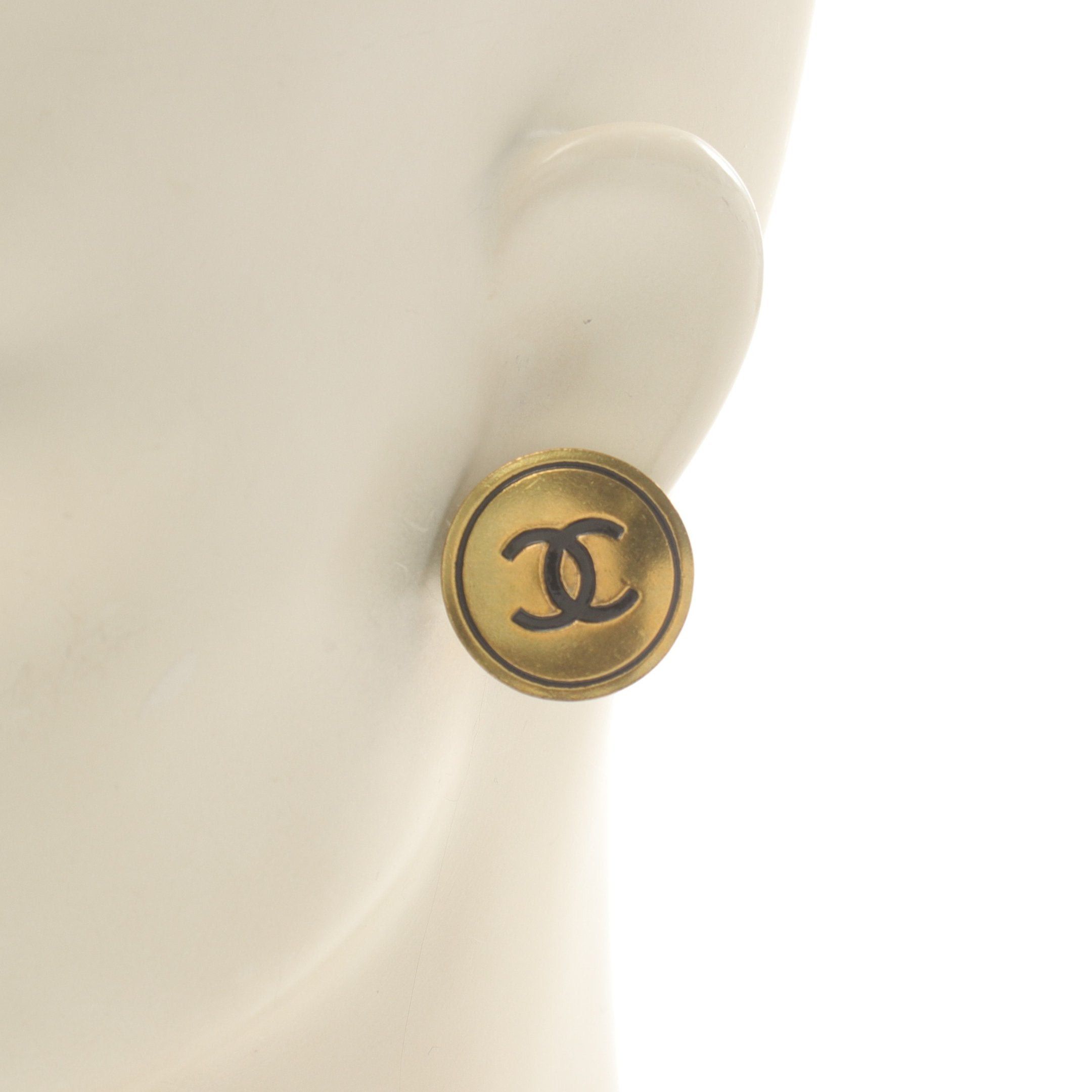 Chanel Chanel Coco Mark Earrings Gp Gold Black 94P Size ONE SIZE - 4 Thumbnail