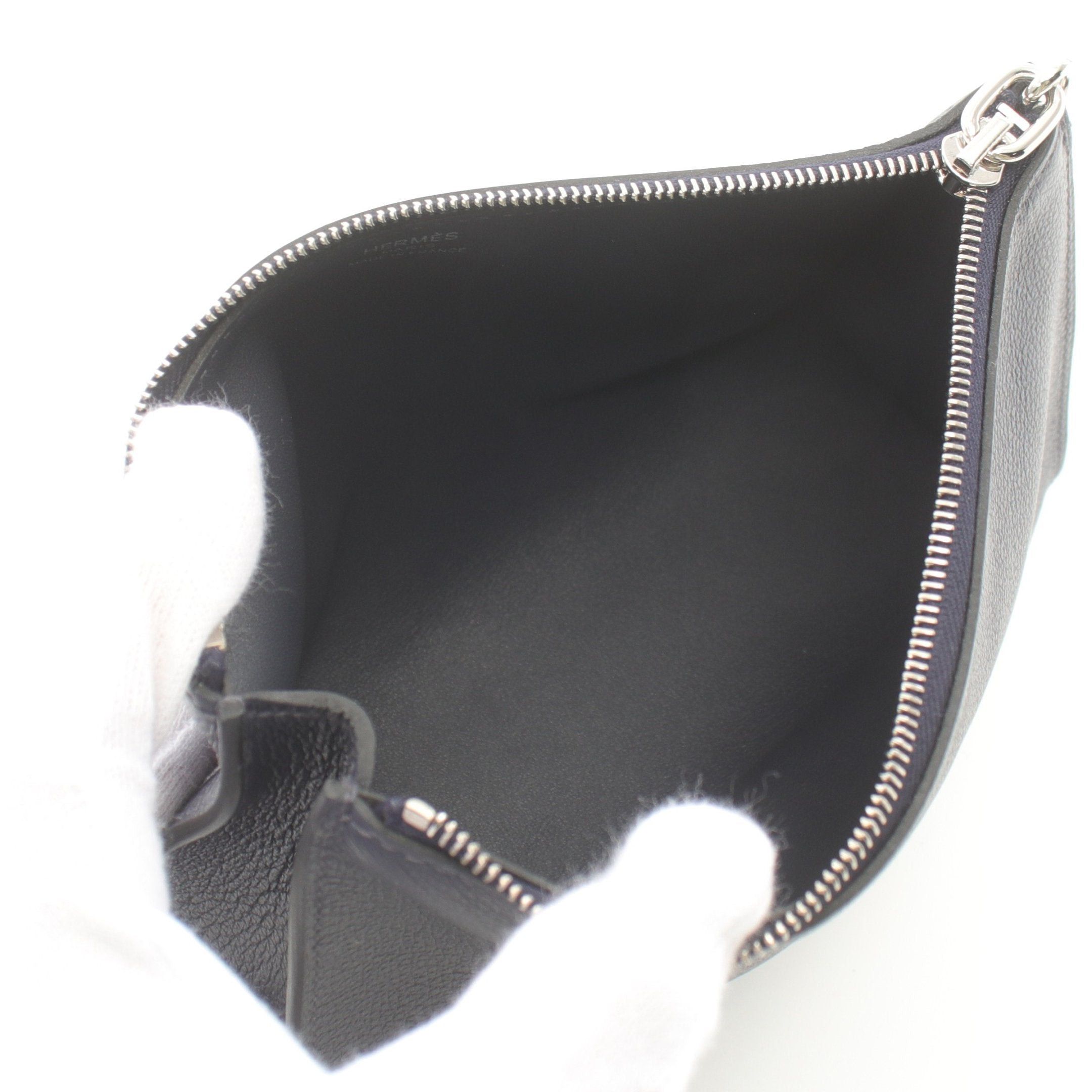 Hermes Hermes Zip Ungo Pm Chaîne Bleu Nui Pouch Evercolor Navy Silver Hardware B Stamp Size ONE SIZE - 3 Thumbnail