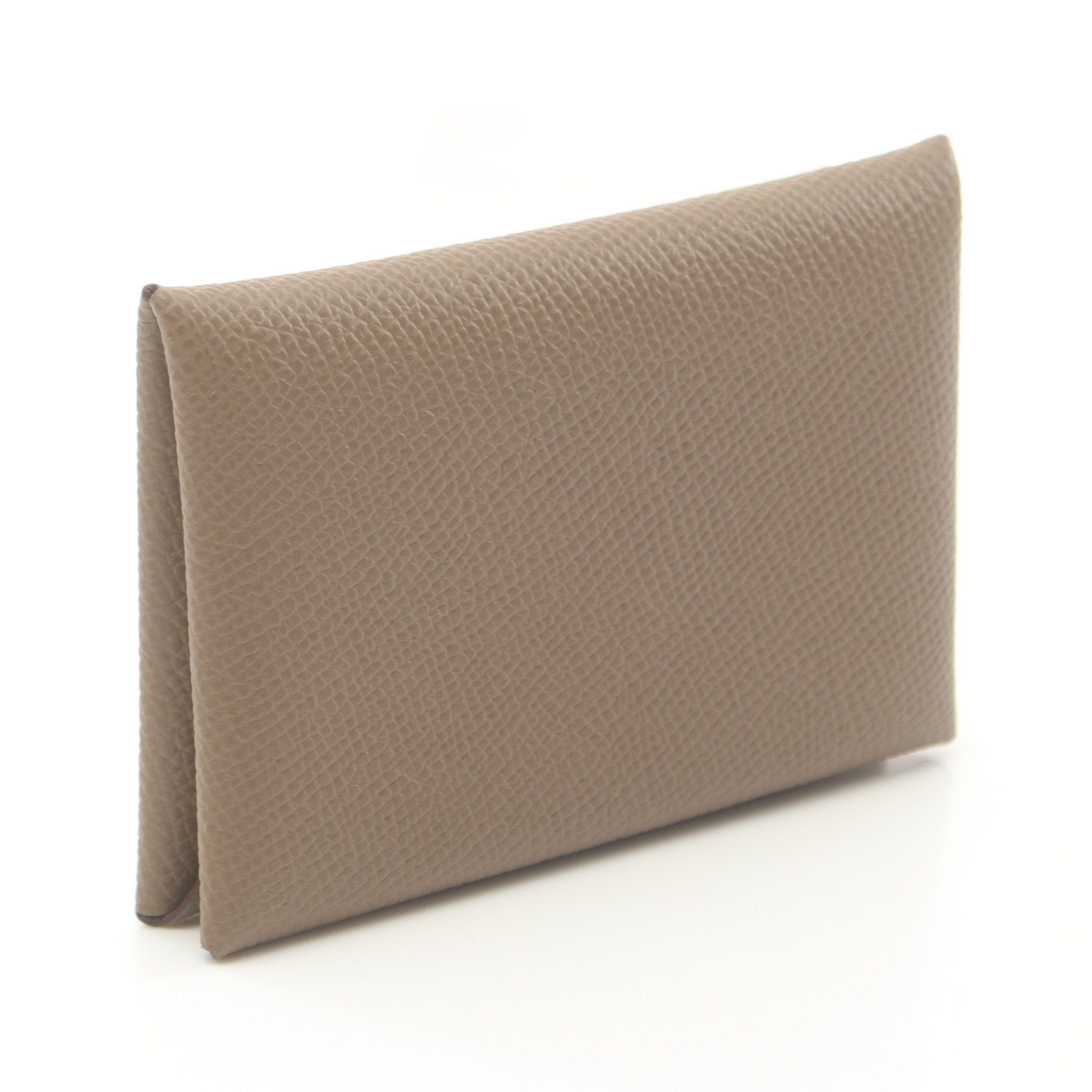 Hermes Hermes Calvi Etoupe Coin Purse Veau Epsom Gray Brown Silver Hardware Double Engraved Size ONE SIZE - 2 Thumbnail