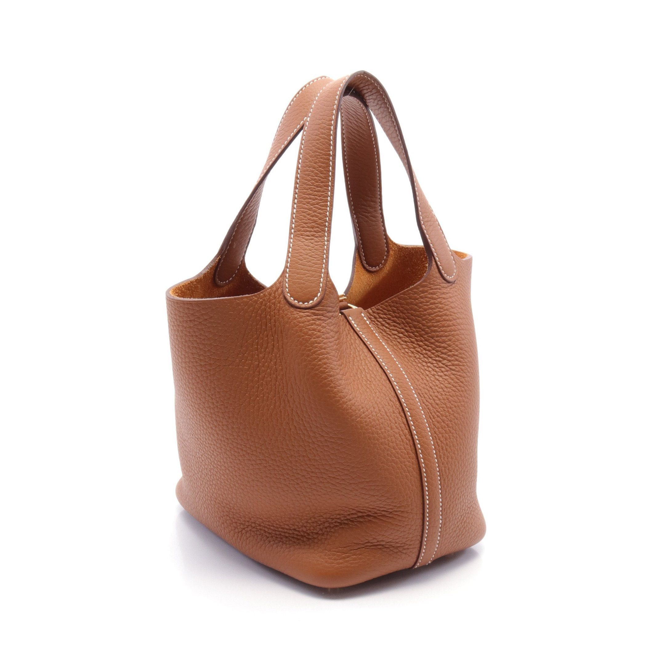 Hermes Hermes Picotan Lock Pm Gold Handbag Clemence Leather Brown Hardware B Stamp Size ONE SIZE - 2 Thumbnail