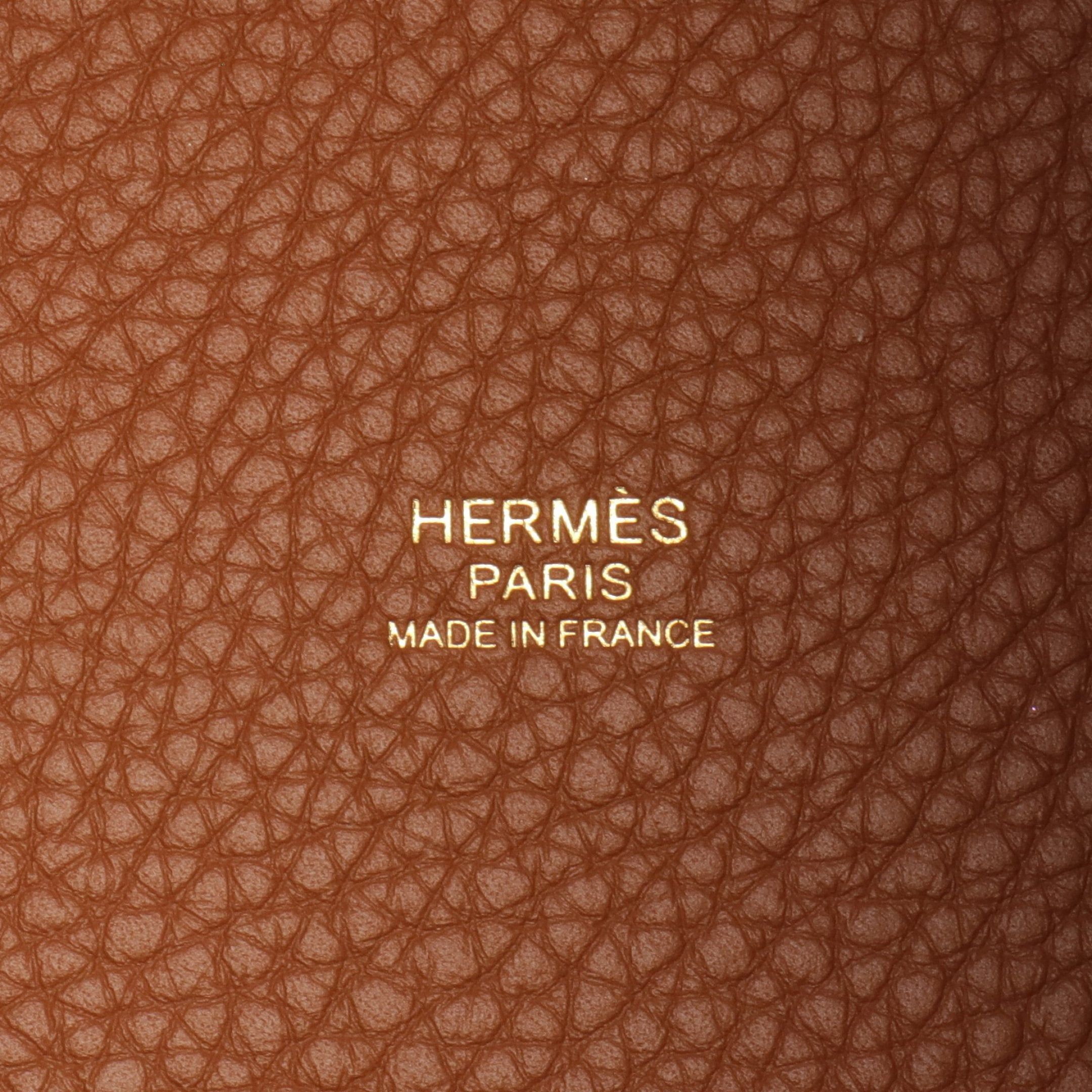 Hermes Hermes Picotan Lock Pm Gold Handbag Clemence Leather Brown Hardware B Stamp Size ONE SIZE - 4 Thumbnail