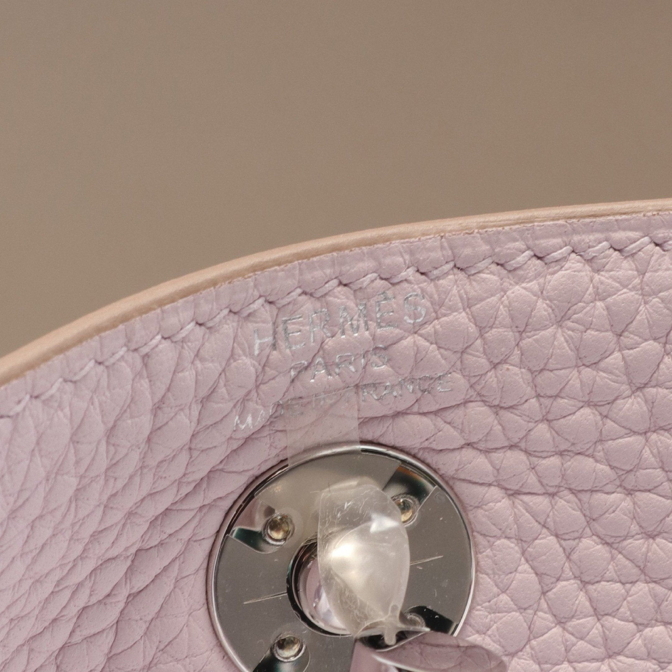 Hermes Hermes Lindy Mini Mauve Pail Shoulder Bag Clemence Leather Light Pink Silver Hardware Double Engraved Size ONE SIZE - 4 Thumbnail