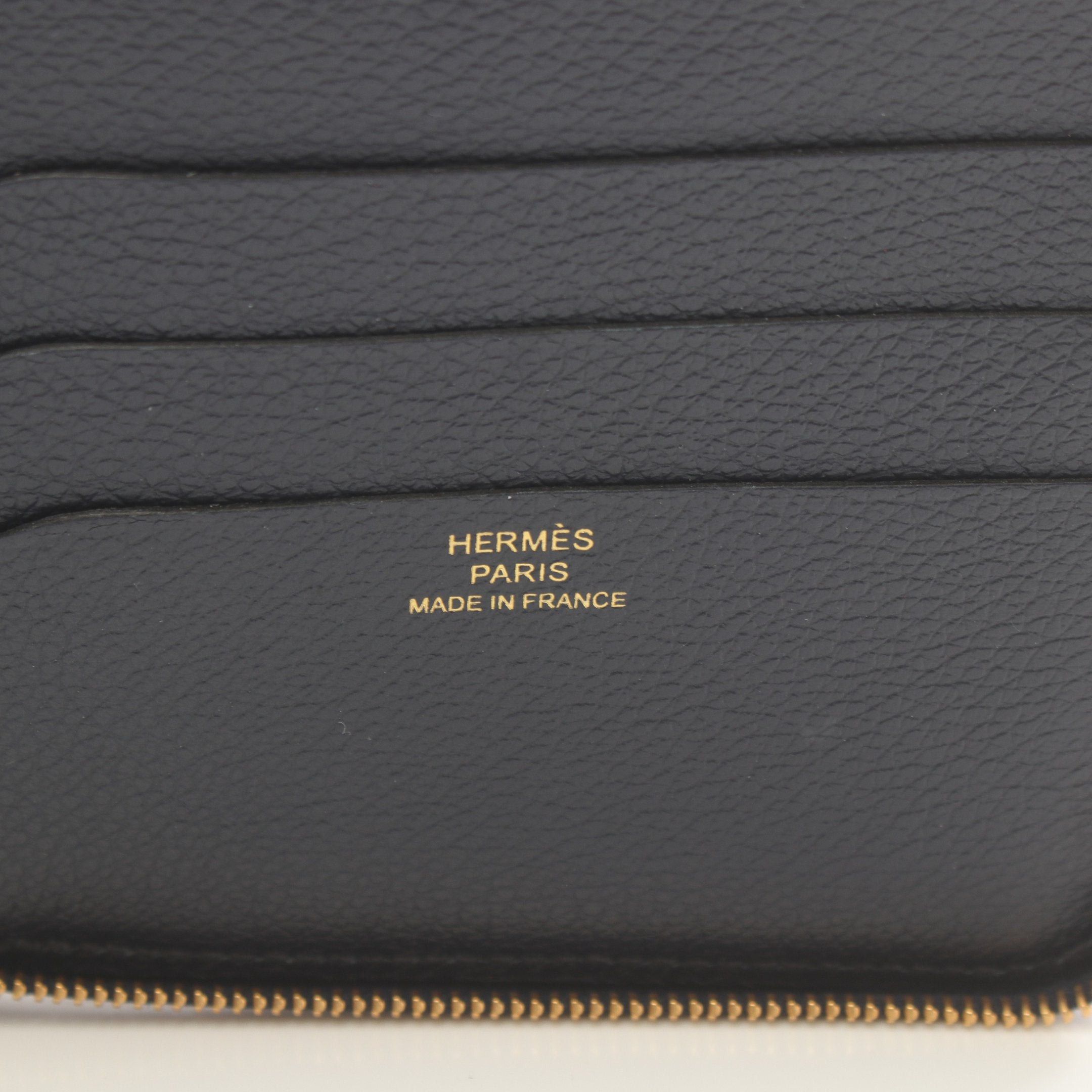 Hermes Hermes Zip Ango Blue Indigo Round Zipper Wallet Evercolor Navy Gold Hardware U Stamp Size ONE SIZE - 4 Thumbnail