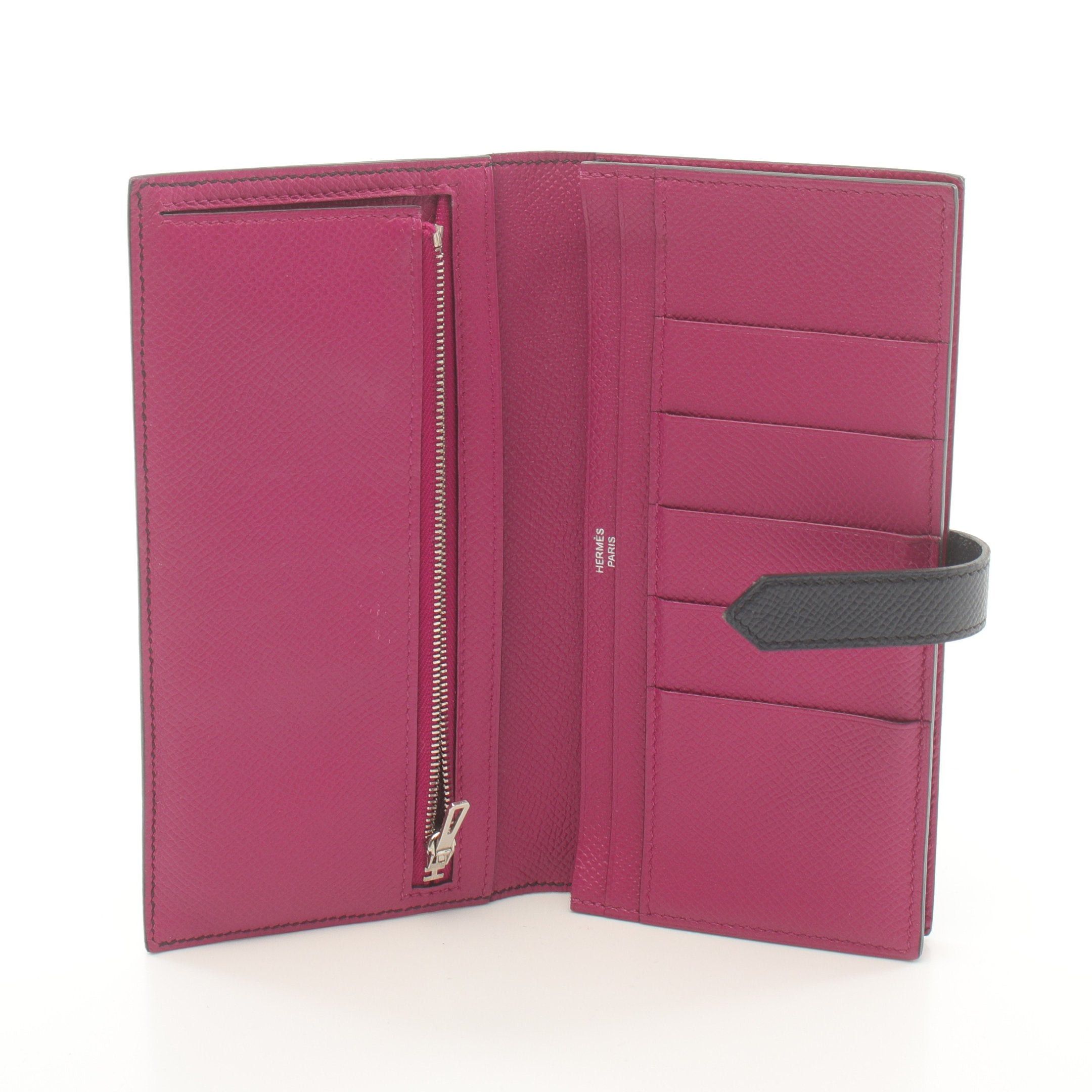 Hermes Hermes Bear Souffle Verso Blue Indigo Rose Purple Bi-Fold Long Wallet Veau Epsom Navy Pink Silver Hardware A Stamp Size ONE SIZE - 3 Thumbnail