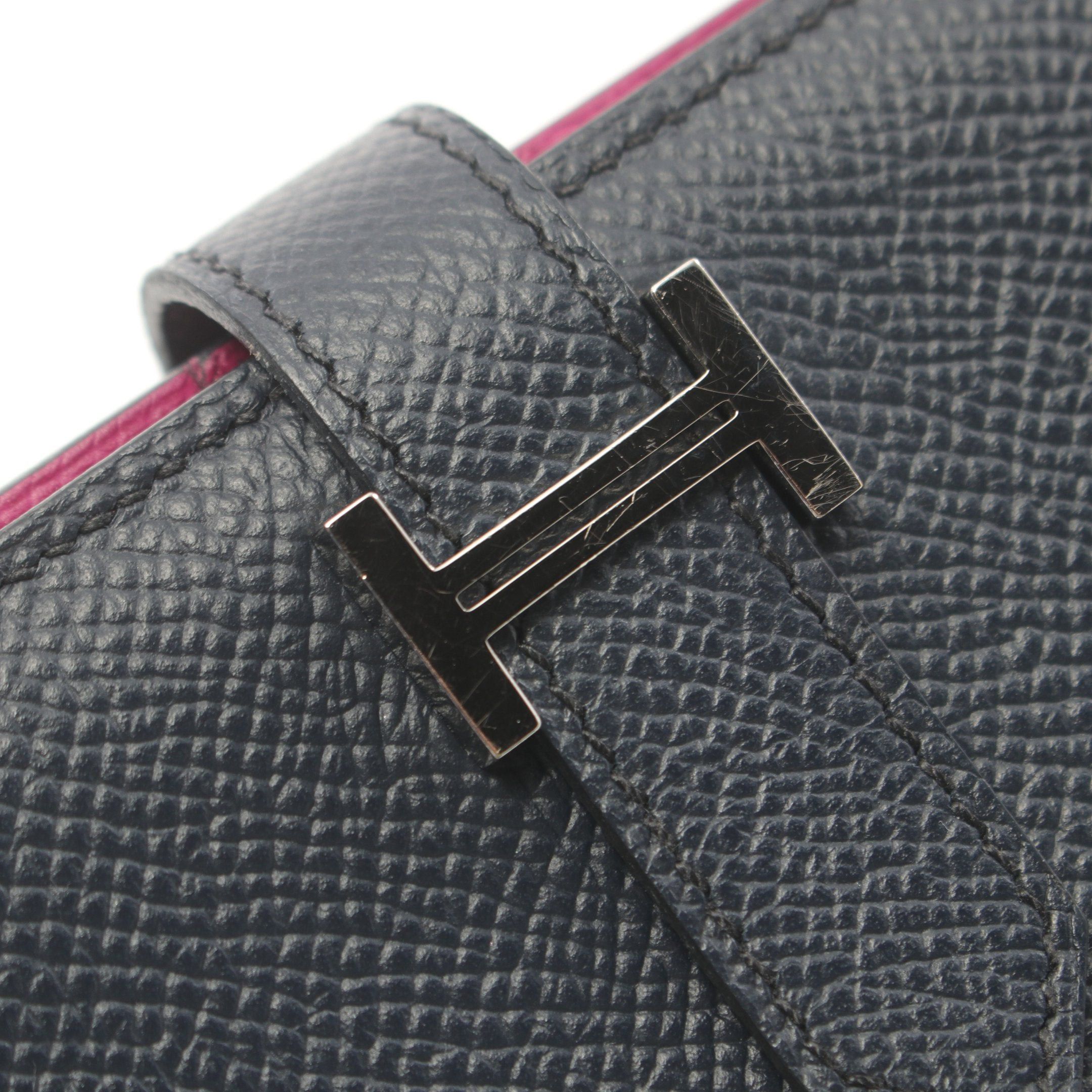 Hermes Hermes Bear Souffle Verso Blue Indigo Rose Purple Bi-Fold Long Wallet Veau Epsom Navy Pink Silver Hardware A Stamp Size ONE SIZE - 9 Thumbnail