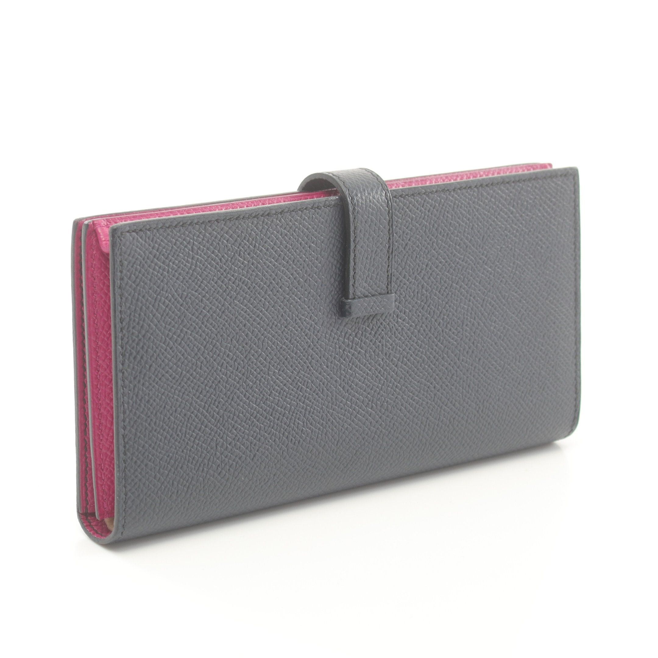 Hermes Hermes Bear Souffle Verso Blue Indigo Rose Purple Bi-Fold Long Wallet Veau Epsom Navy Pink Silver Hardware A Stamp Size ONE SIZE - 2 Thumbnail