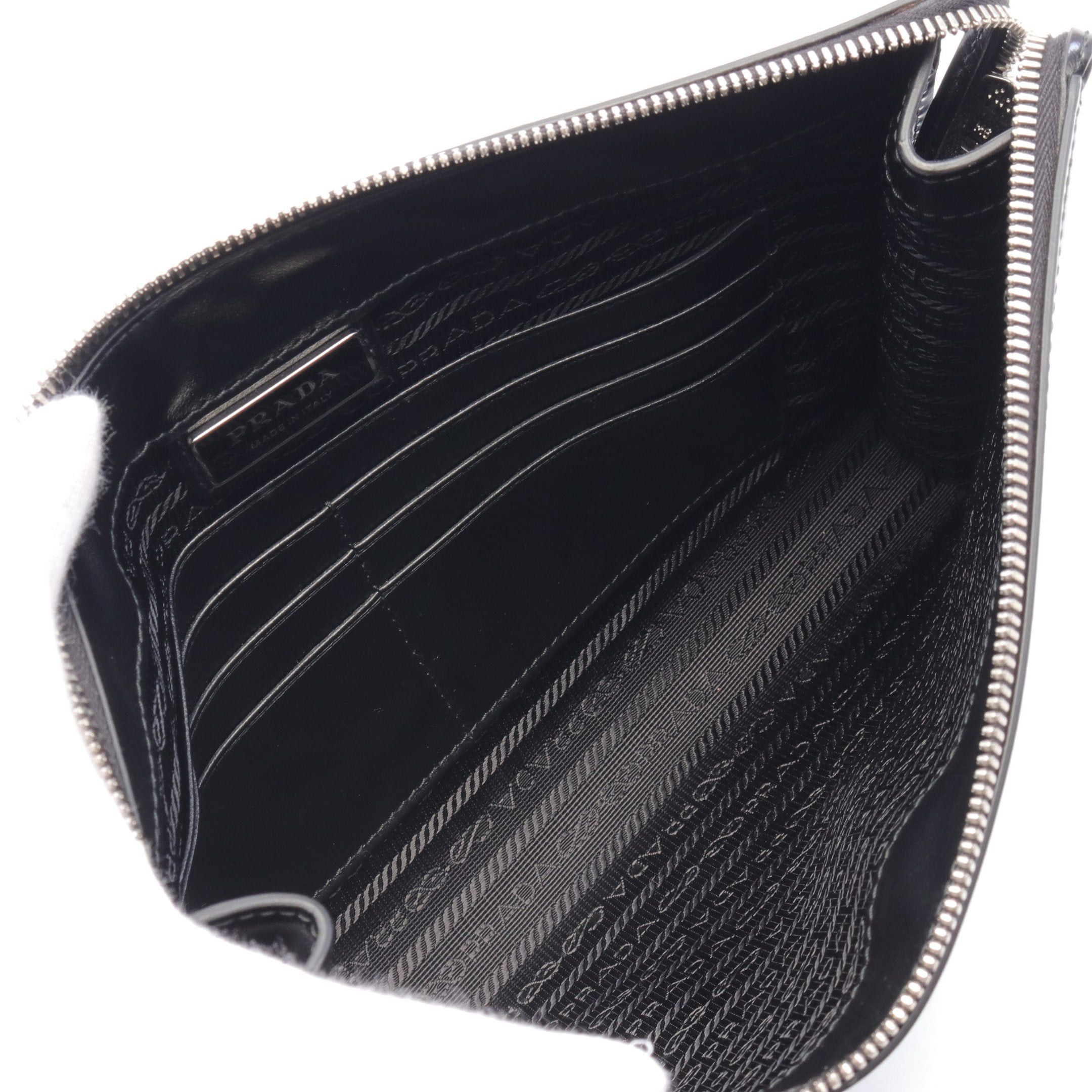Prada Prada Clutch Bag Leather Black Size ONE SIZE - 3 Thumbnail