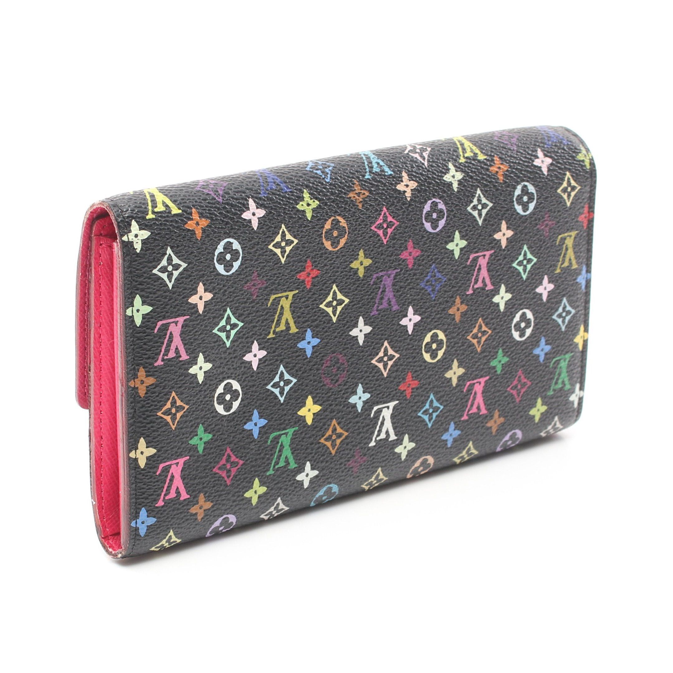 Louis Vuitton Louis Vuitton Portefeuil Sara Monogram Multicolor Noir Grenard Bi-Fold Long Wallet Black Pink Size ONE SIZE - 2 Thumbnail