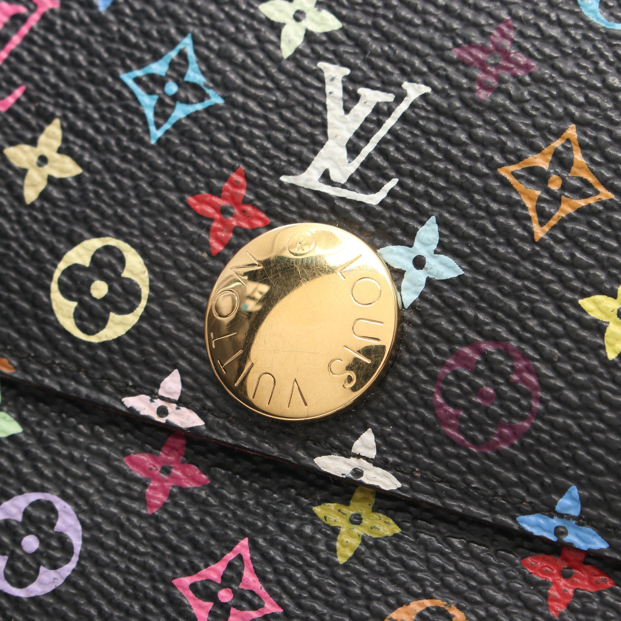 Louis Vuitton Louis Vuitton Portefeuil Sara Monogram Multicolor Noir Grenard Bi-Fold Long Wallet Black Pink Size ONE SIZE - 9 Thumbnail