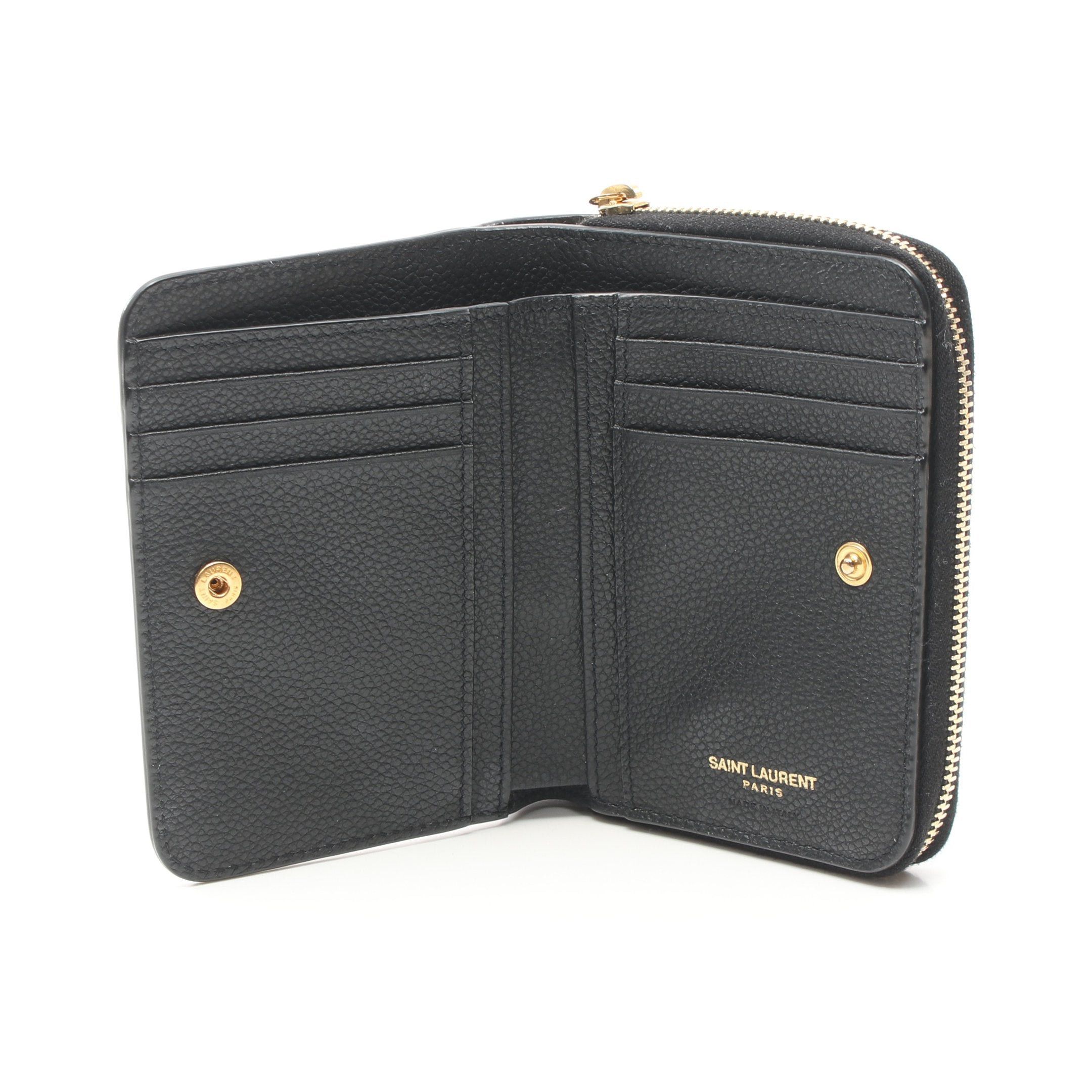 Yves Saint Laurent Yves Saint Laurent Ysl Line Bi-Fold Wallet Leather Black Size ONE SIZE - 3 Thumbnail