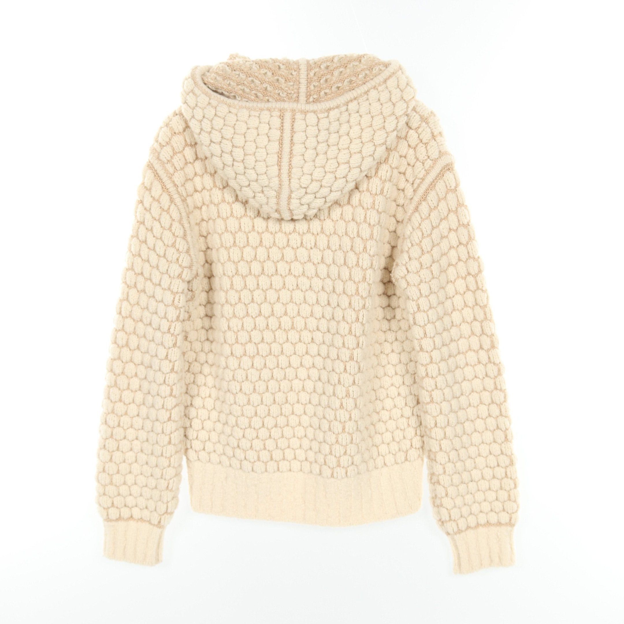 Hermes Hermes Knitted Hoodie Jacket Cashmere Cotton Light Beige Size ONE SIZE - 2 Thumbnail