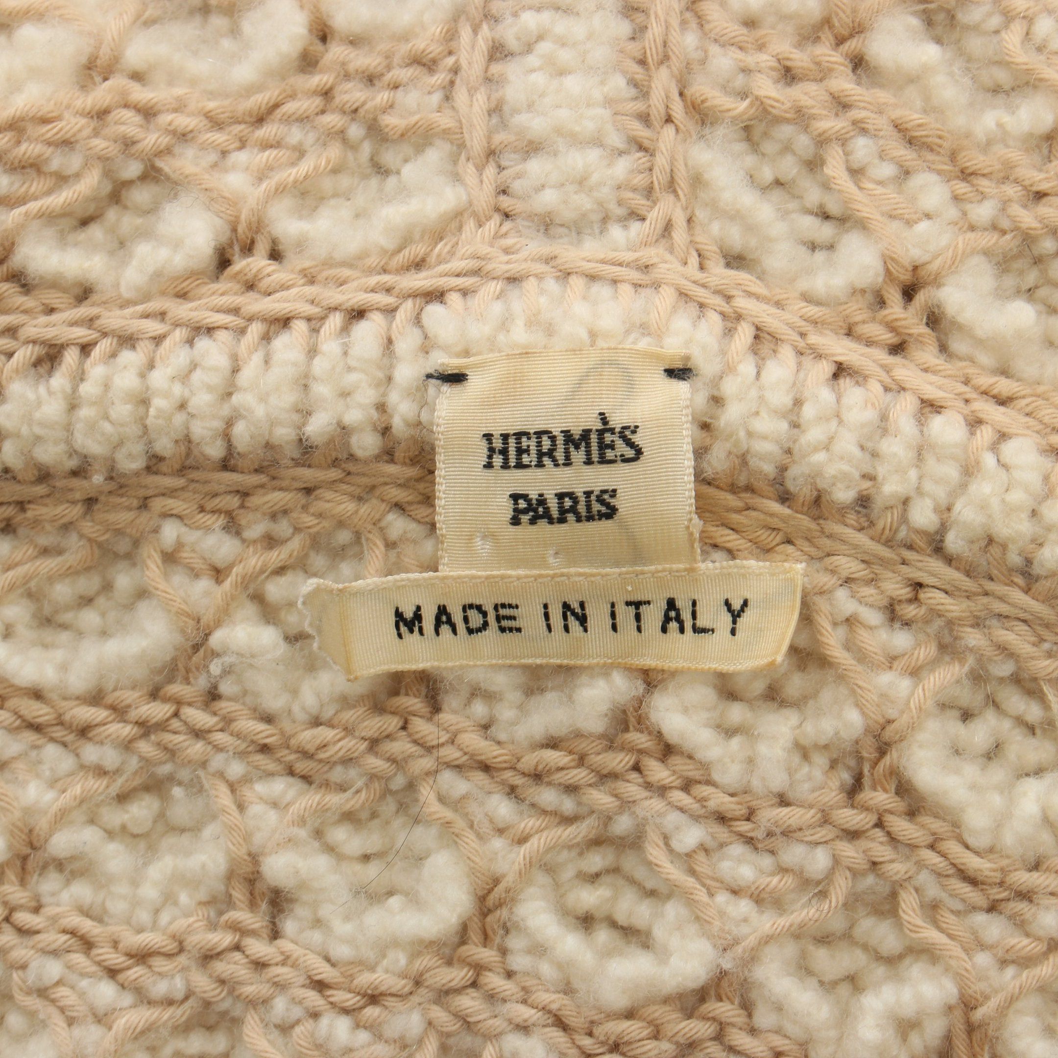 Hermes Hermes Knitted Hoodie Jacket Cashmere Cotton Light Beige Size ONE SIZE - 3 Thumbnail