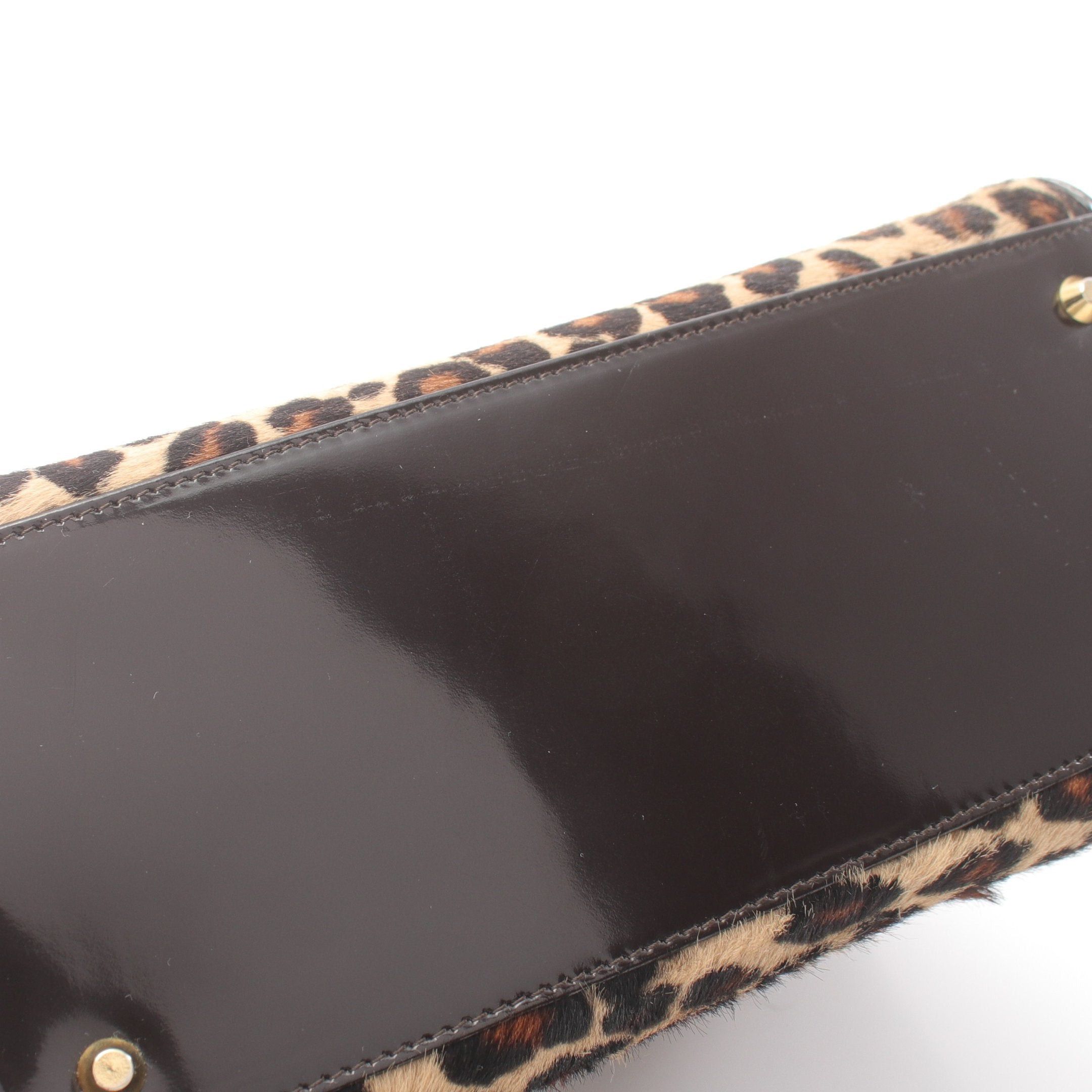 Dior Dior Lady Dior Handbag Leopard Unborn Calf Leather Beige Dark Brown Size ONE SIZE - 6 Thumbnail