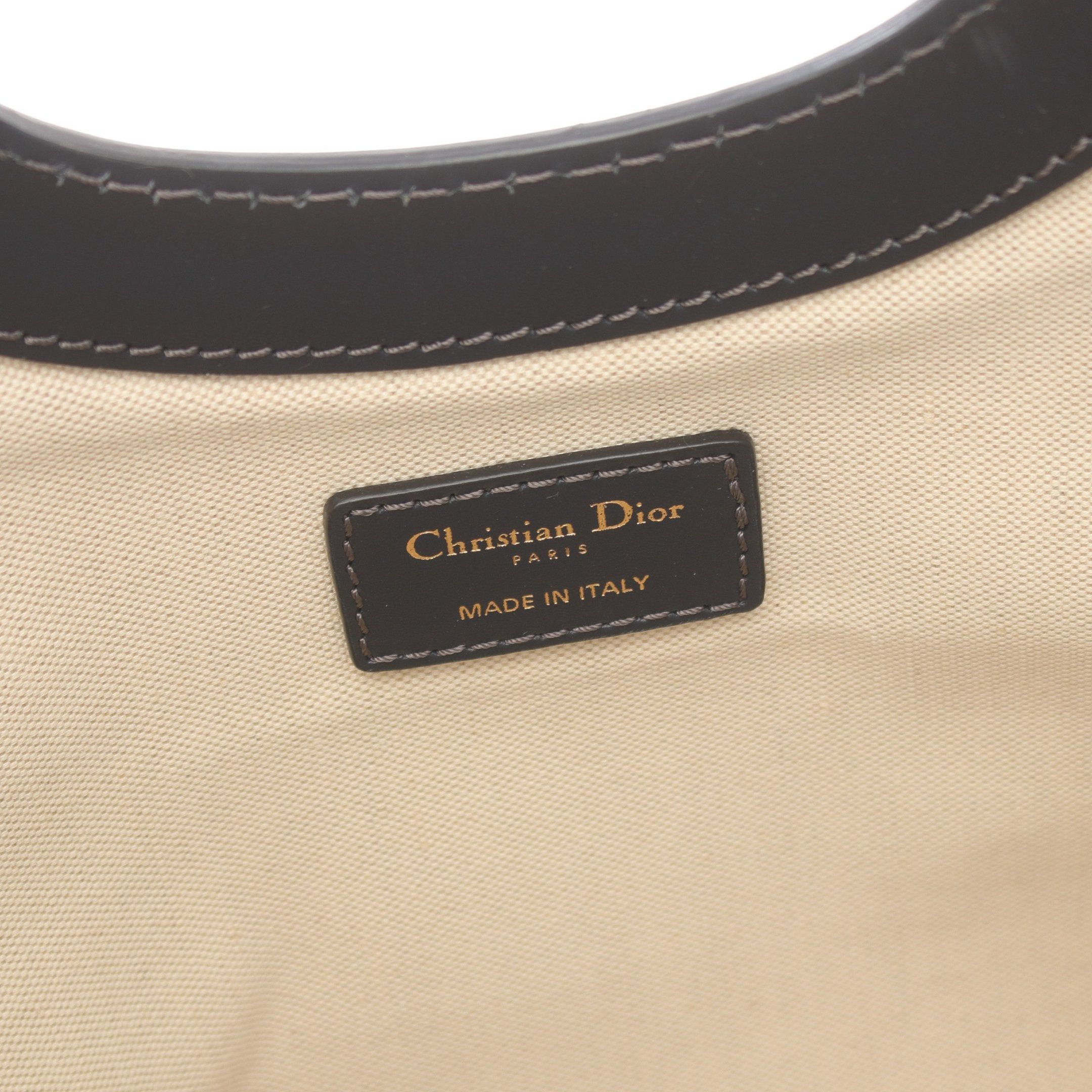 Dior Dior Oblique Handbag Canvas Leather Light Beige Navy Size ONE SIZE - 4 Thumbnail