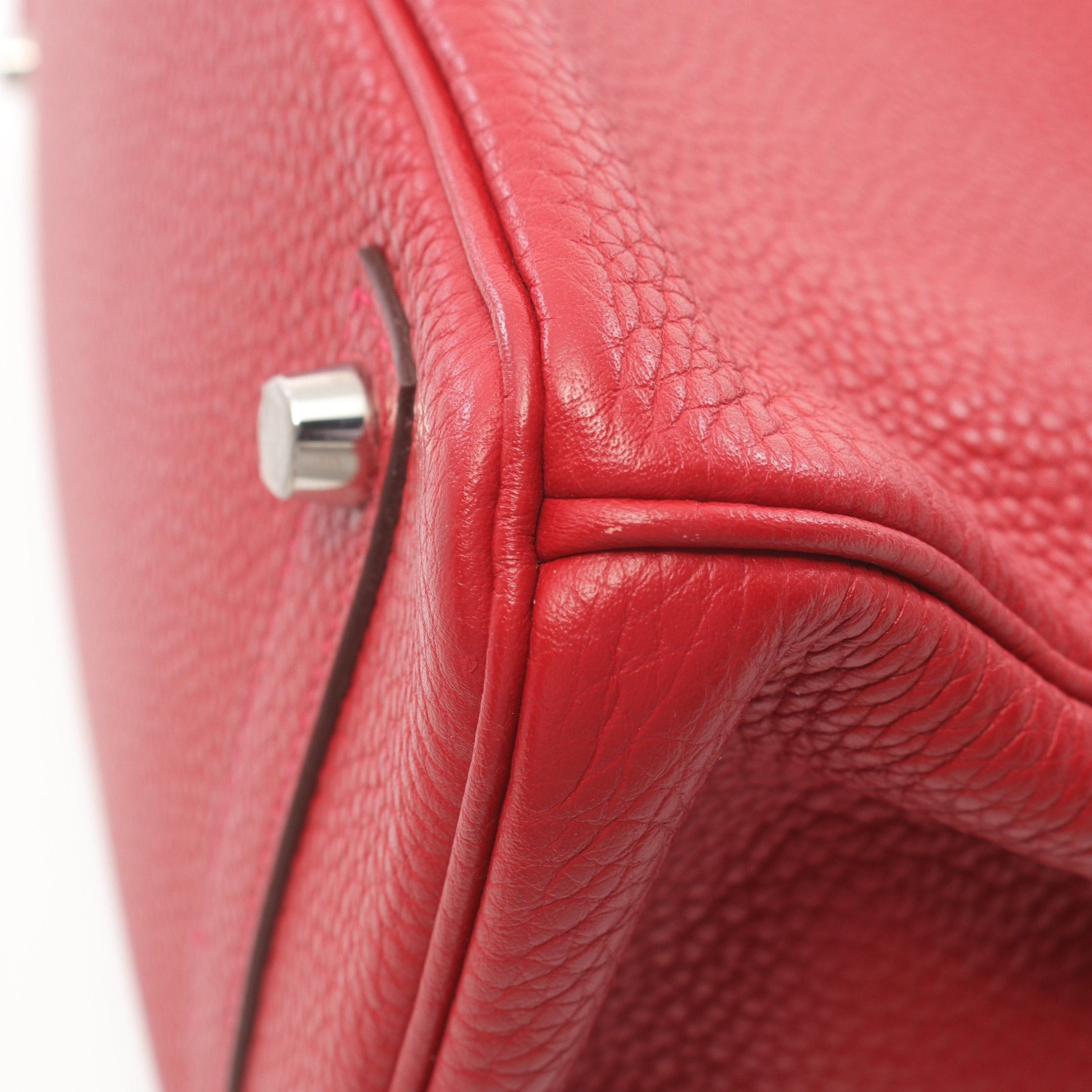 Hermes Hermes Birkin 30 Vermilion Handbag Clemence Leather Red Silver Hardware T Stamp Size ONE SIZE - 6 Thumbnail