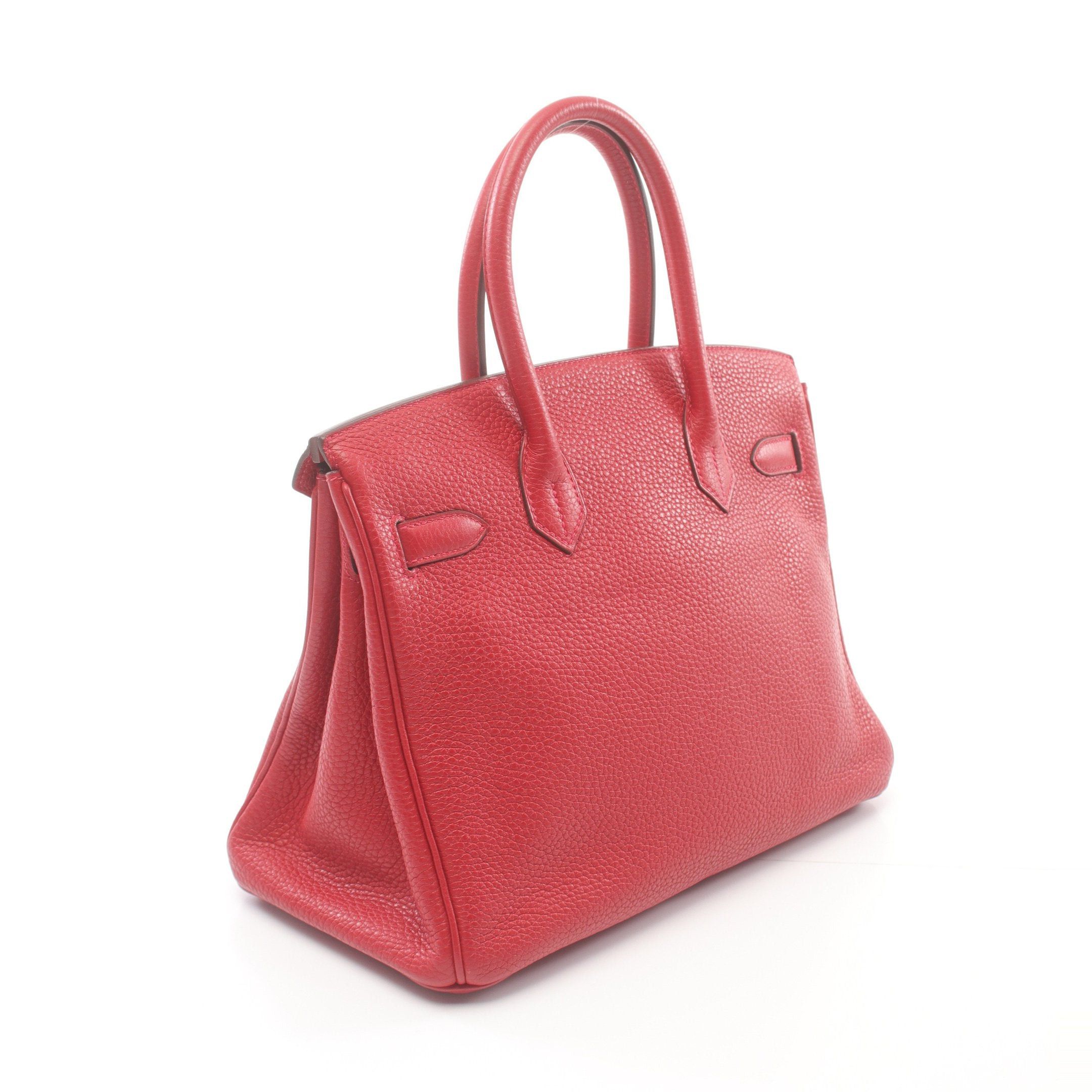 Hermes Hermes Birkin 30 Vermilion Handbag Clemence Leather Red Silver Hardware T Stamp Size ONE SIZE - 2 Thumbnail