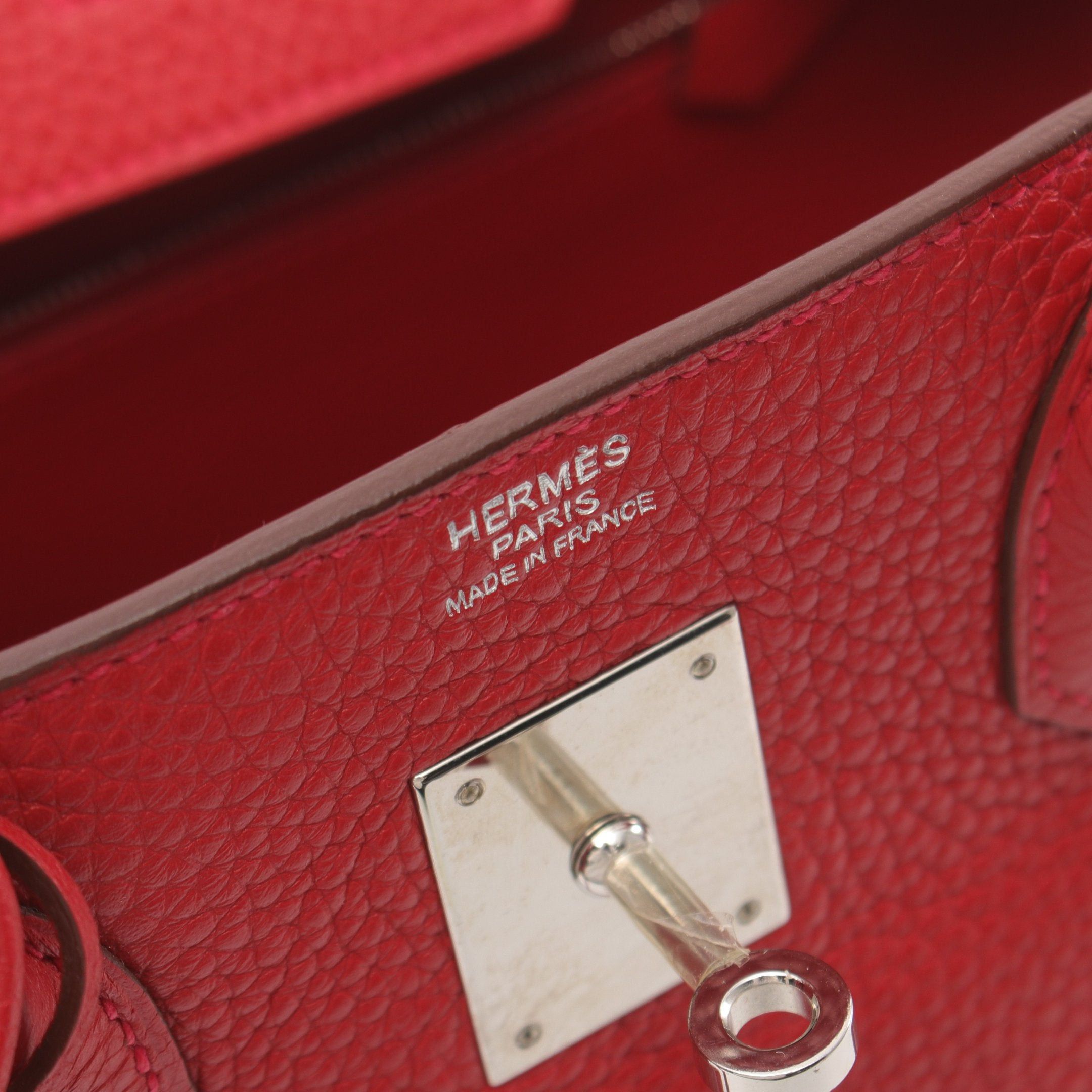 Hermes Hermes Birkin 30 Vermilion Handbag Clemence Leather Red Silver Hardware T Stamp Size ONE SIZE - 4 Thumbnail
