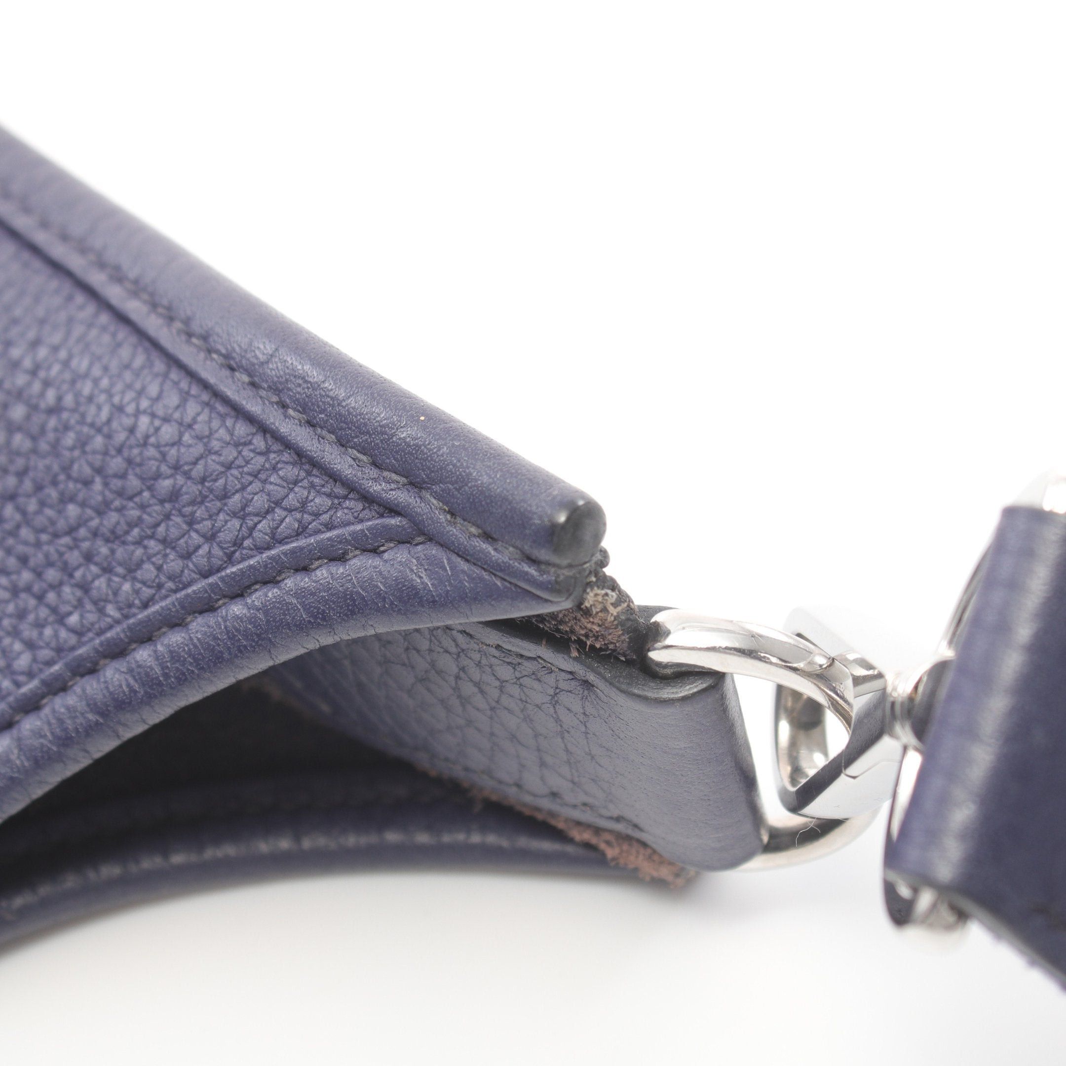 Hermes Hermes Evelyn 3 Troyes Pm Blue Saphir Shoulder Bag Clemence Leather Dark Silver Hardware D Stamp Size ONE SIZE - 9 Thumbnail