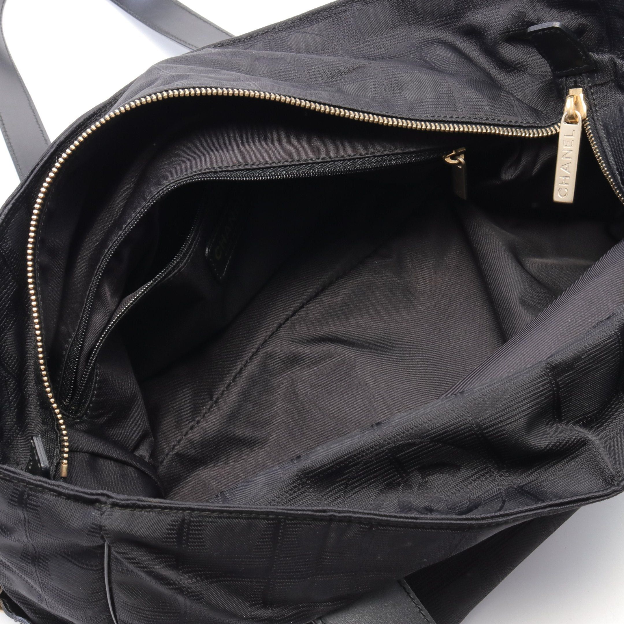 Chanel Chanel New Travel Line Gm Shoulder Bag Tote Nylon Leather Black Gold Hardware Size ONE SIZE - 3 Thumbnail