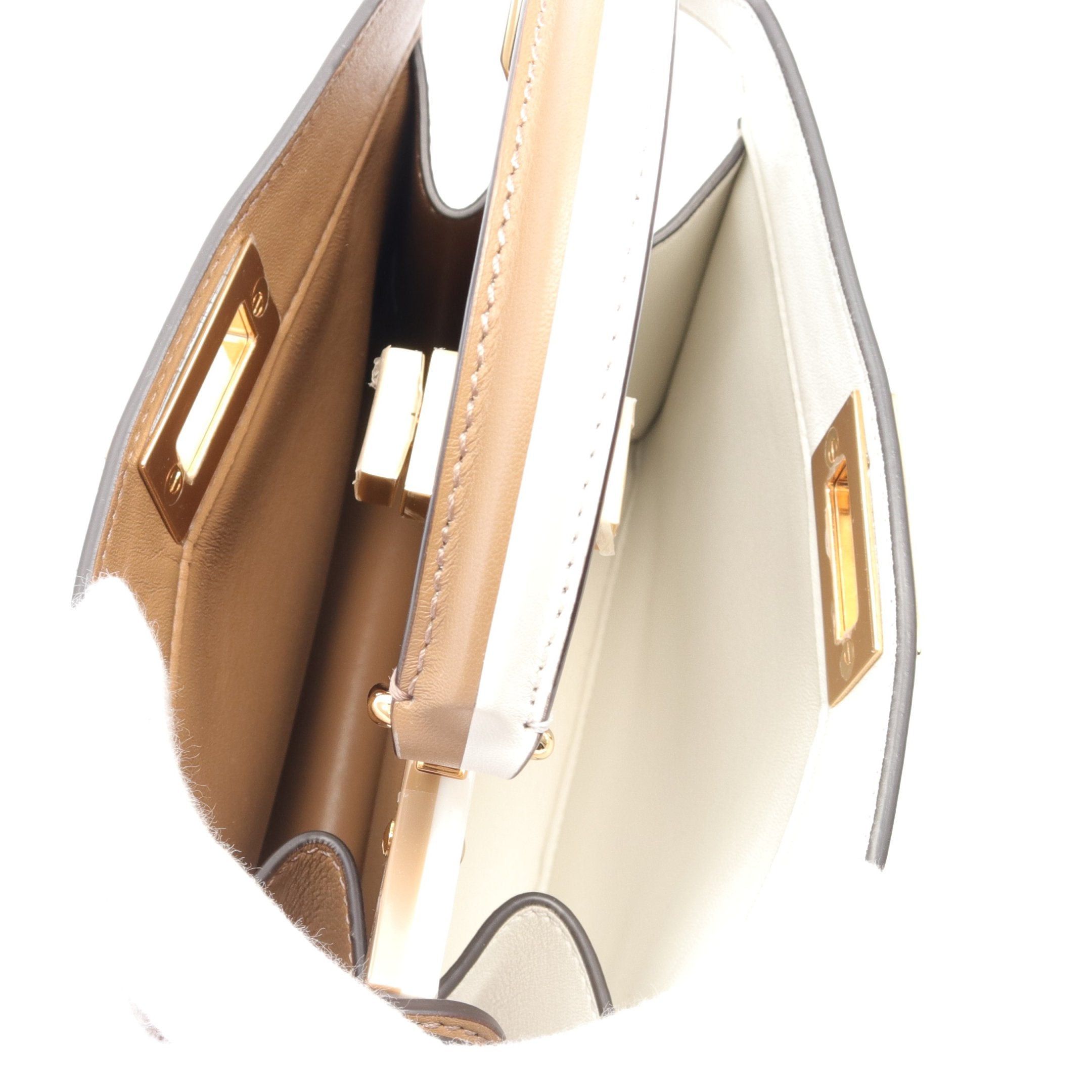 Fendi Fendi Peekaboo Isee U Small Selleria Handbag Leather Off White Gray Brown Size ONE SIZE - 3 Thumbnail