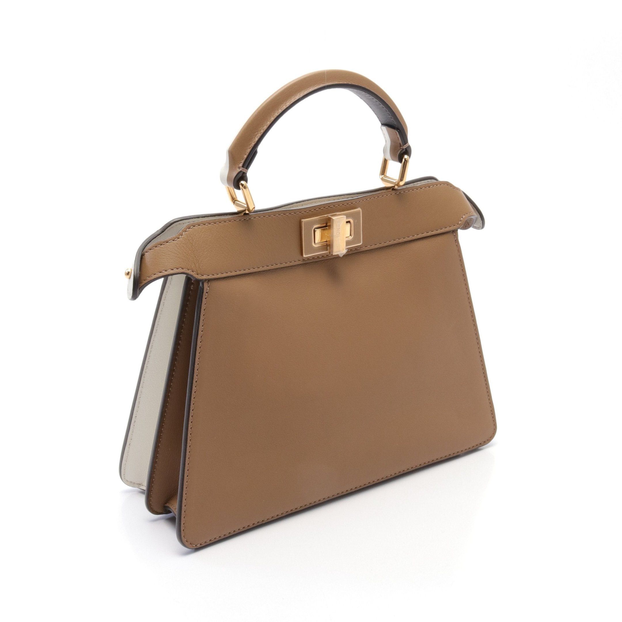 Fendi Fendi Peekaboo Isee U Small Selleria Handbag Leather Off White Gray Brown Size ONE SIZE - 2 Thumbnail