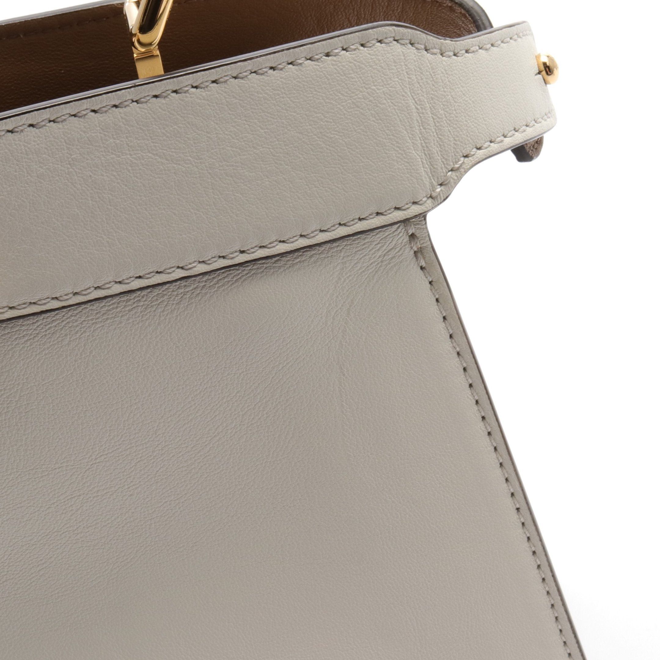 Fendi Fendi Peekaboo Isee U Small Selleria Handbag Leather Off White Gray Brown Size ONE SIZE - 5 Thumbnail