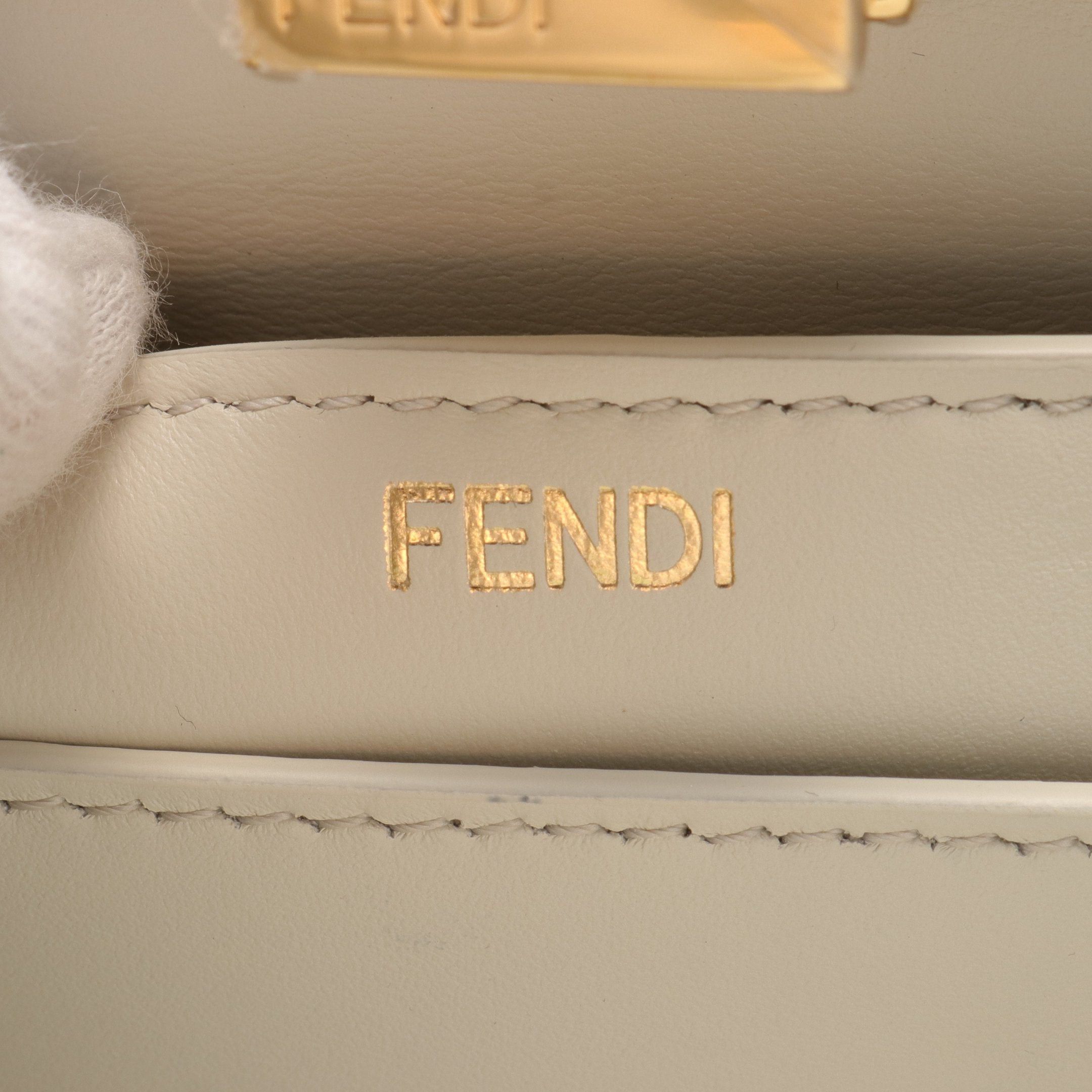Fendi Fendi Peekaboo Isee U Small Selleria Handbag Leather Off White Gray Brown Size ONE SIZE - 4 Thumbnail