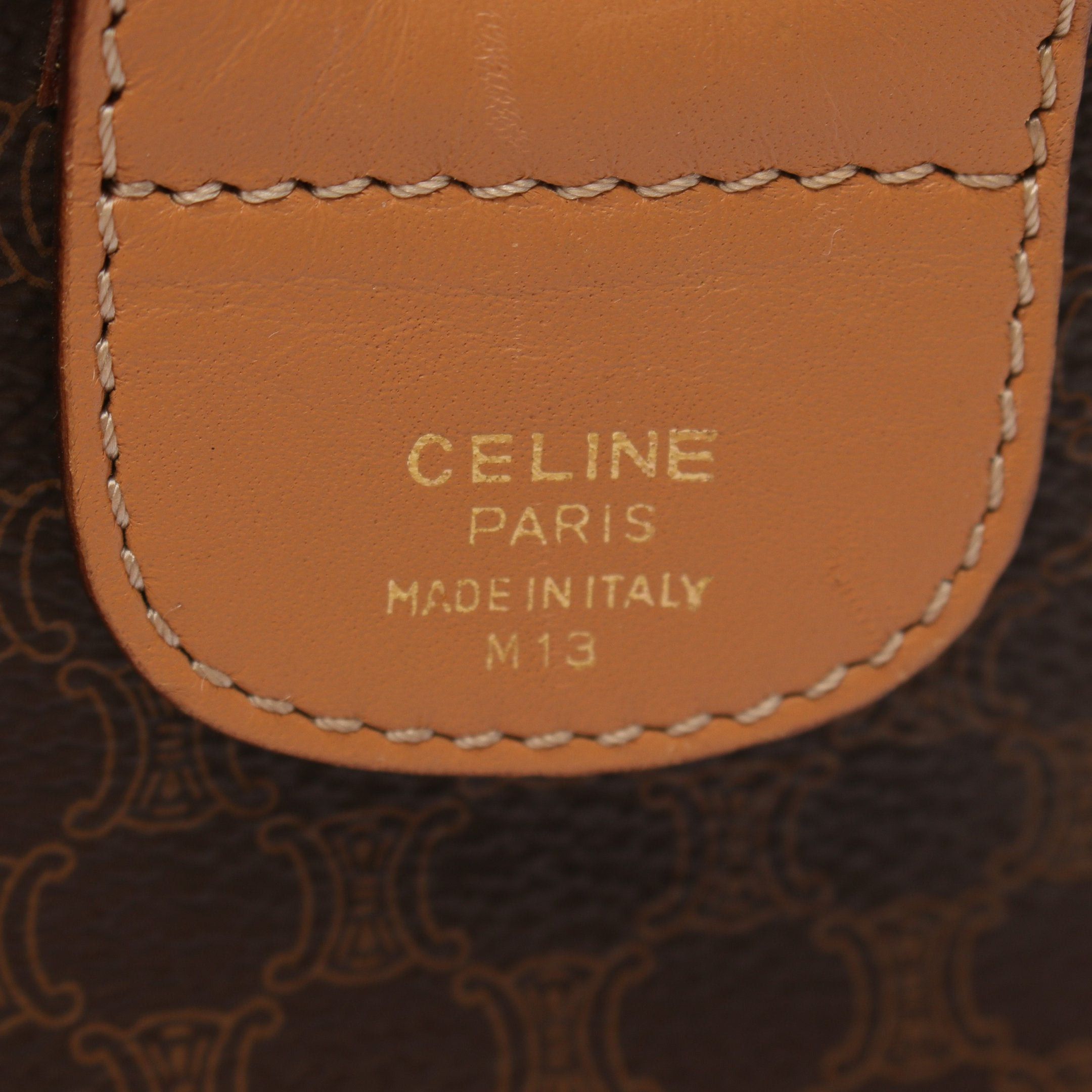 Celine Celine Macadam Handbag Mini Boston Bag Leather Dark Brown Beige Size ONE SIZE - 4 Thumbnail