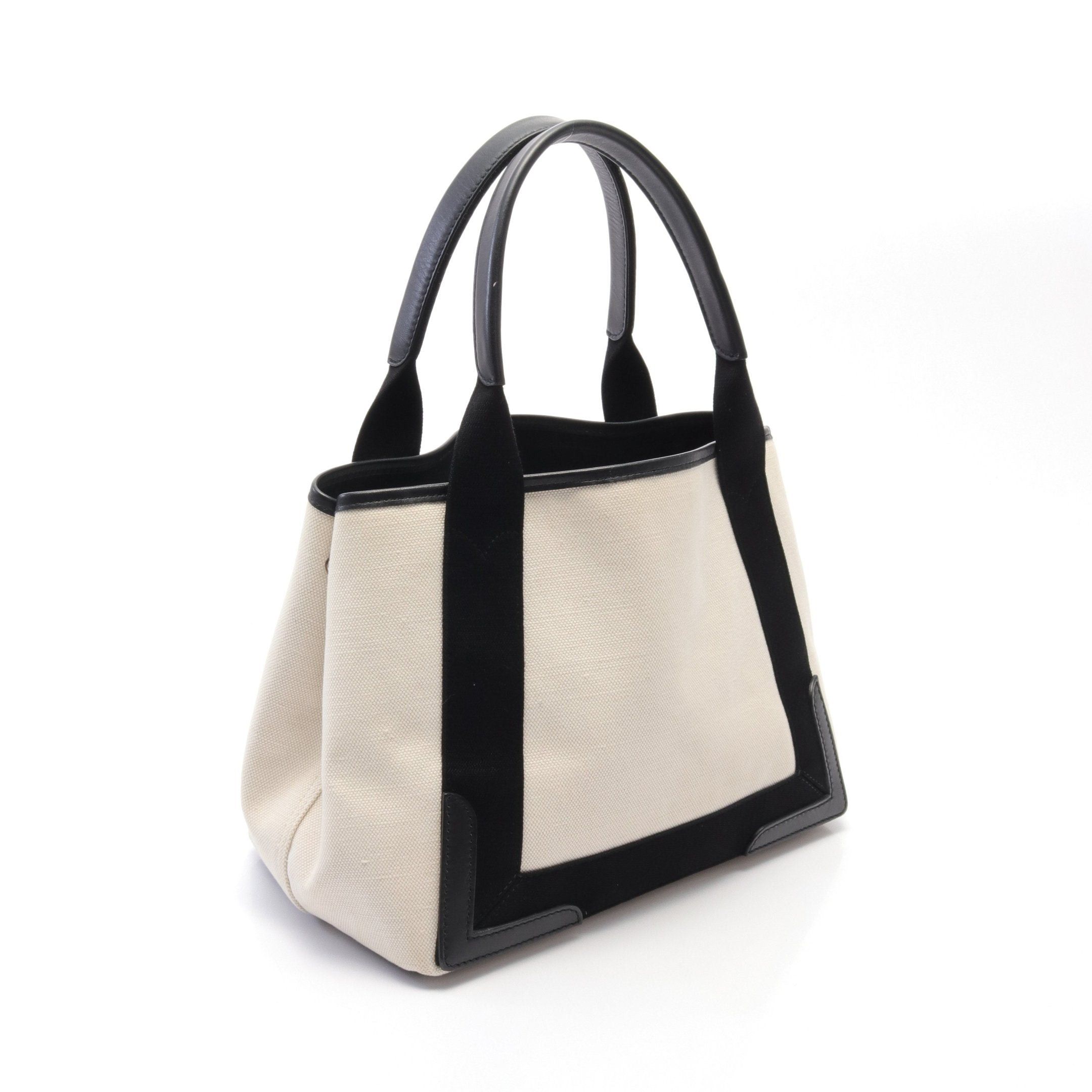 Balenciaga Balenciaga Navy Cabas S Hippopotamus Handbag Tote Bag Canvas Leather Ivory Black Size ONE SIZE - 2 Thumbnail