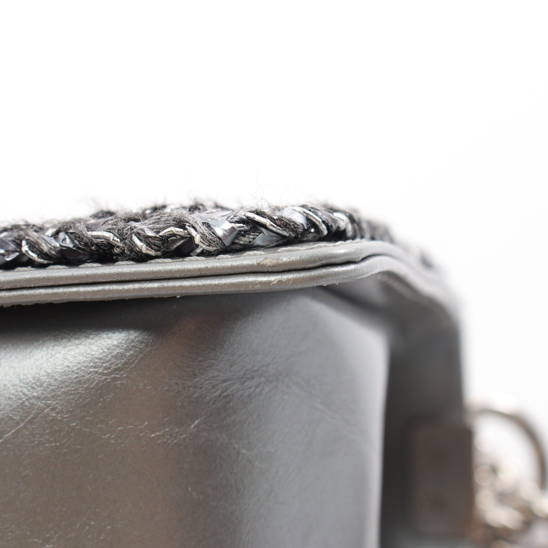 Chanel Chanel Boy Chanel Matelasse Chain Shoulder Bag Leather Tweed Gray Silver Hardware Size ONE SIZE - 7 Thumbnail