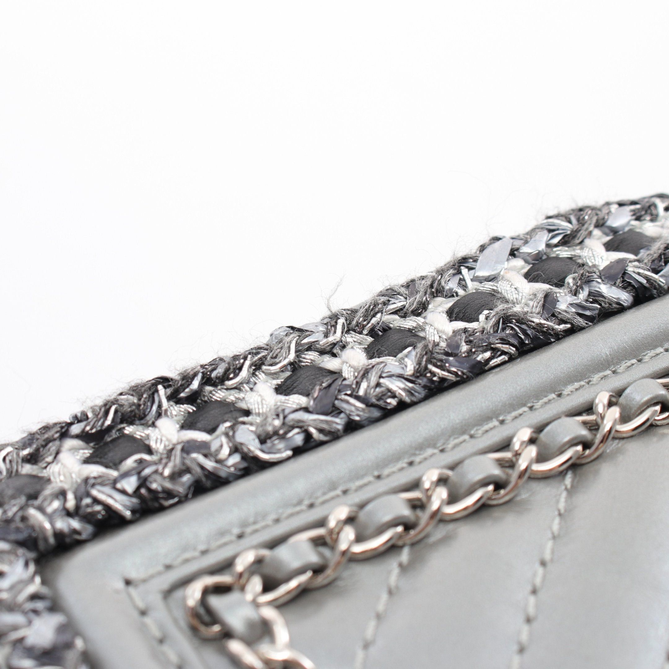 Chanel Chanel Boy Chanel Matelasse Chain Shoulder Bag Leather Tweed Gray Silver Hardware Size ONE SIZE - 8 Thumbnail
