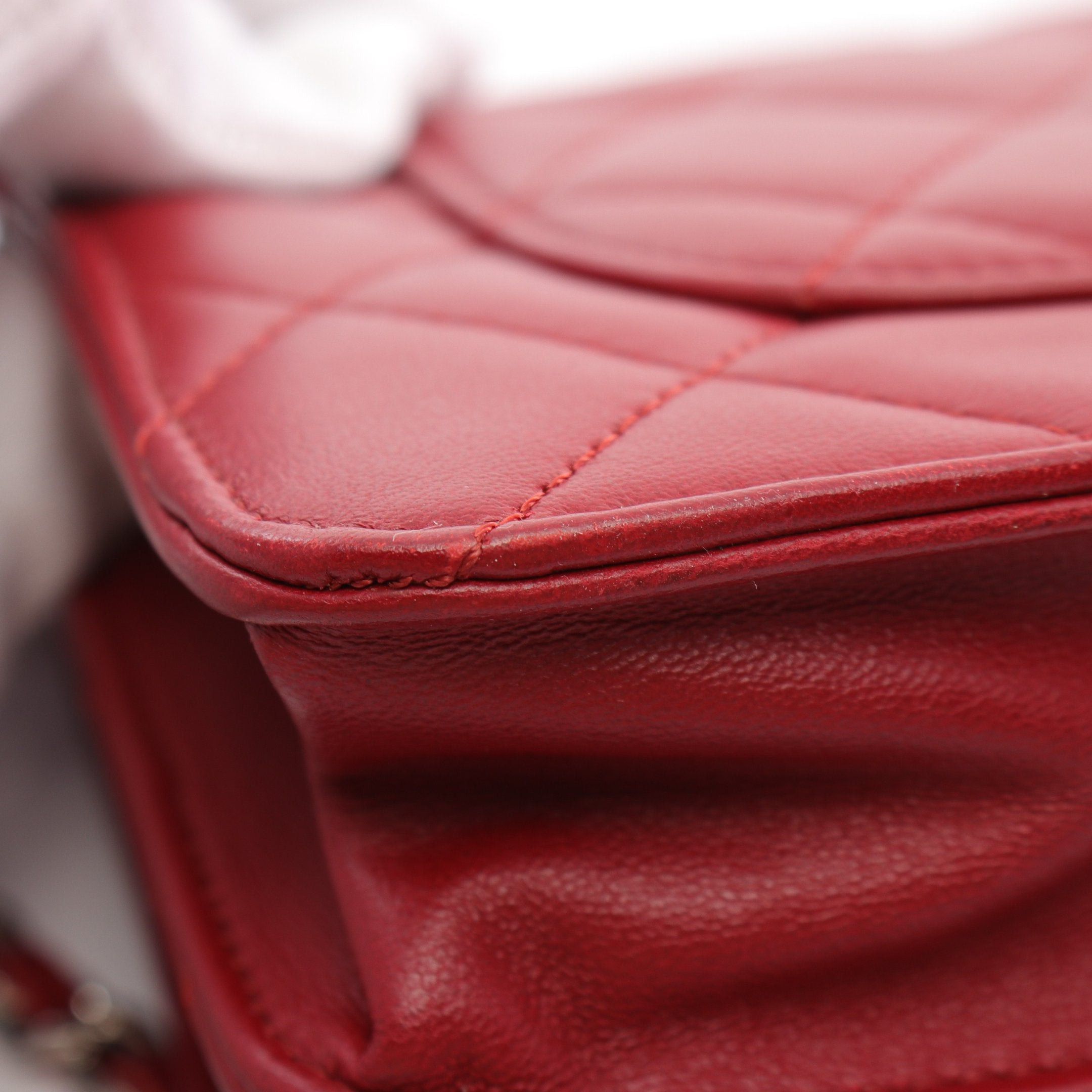 Chanel Chanel Matelasse Chain Wallet Lambskin Red Silver Hardware Size ONE SIZE - 7 Thumbnail