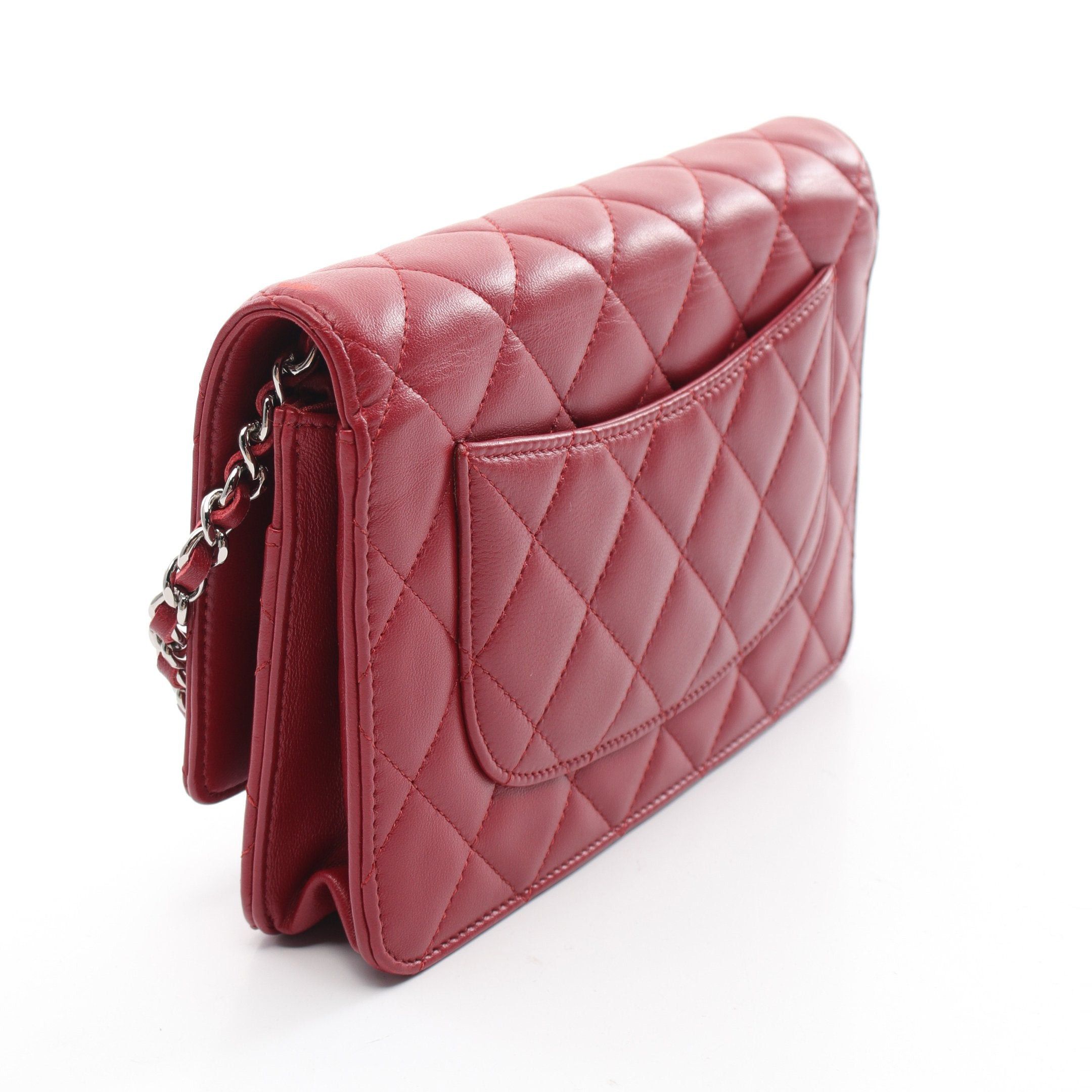 Chanel Chanel Matelasse Chain Wallet Lambskin Red Silver Hardware Size ONE SIZE - 2 Thumbnail