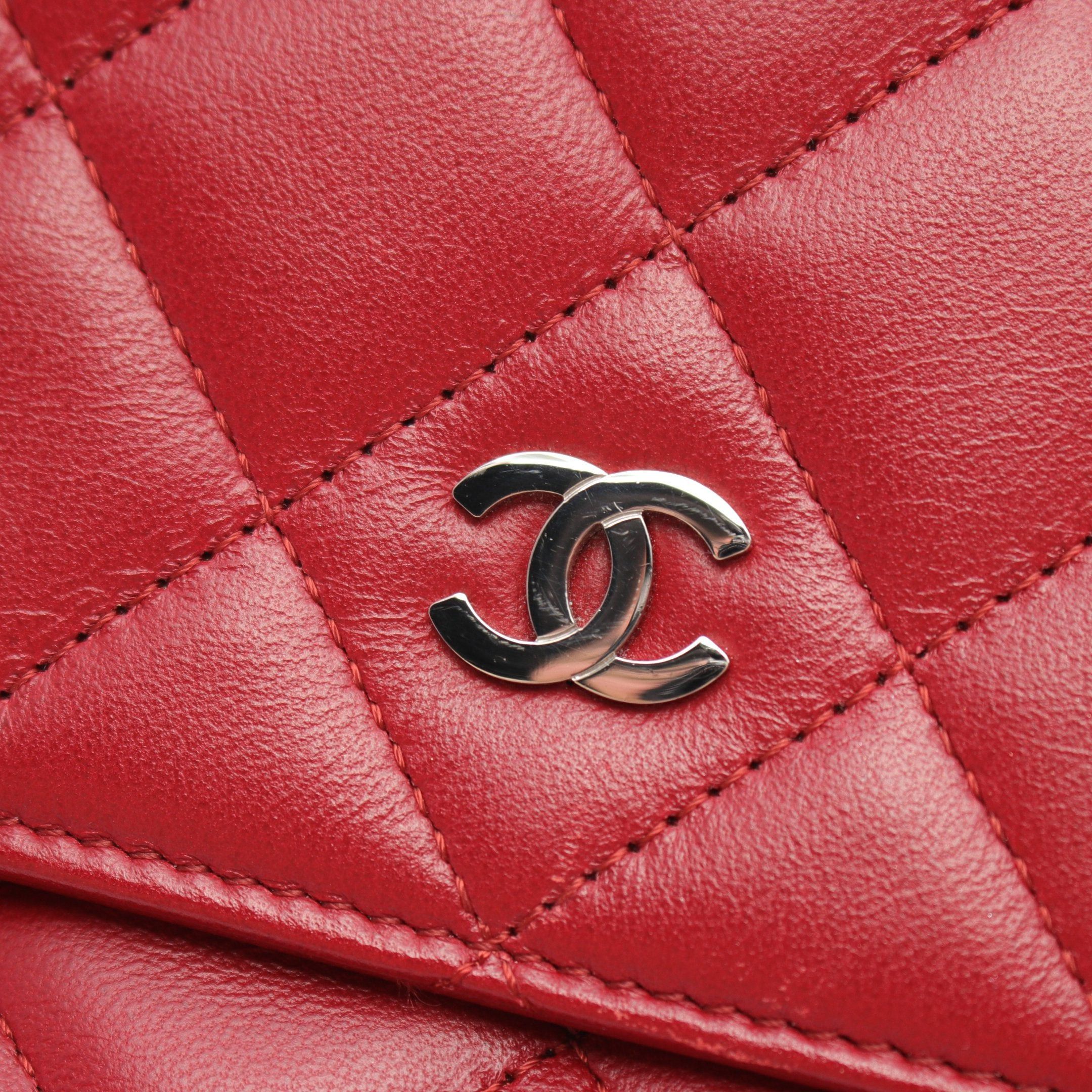 Chanel Chanel Matelasse Chain Wallet Lambskin Red Silver Hardware Size ONE SIZE - 9 Thumbnail