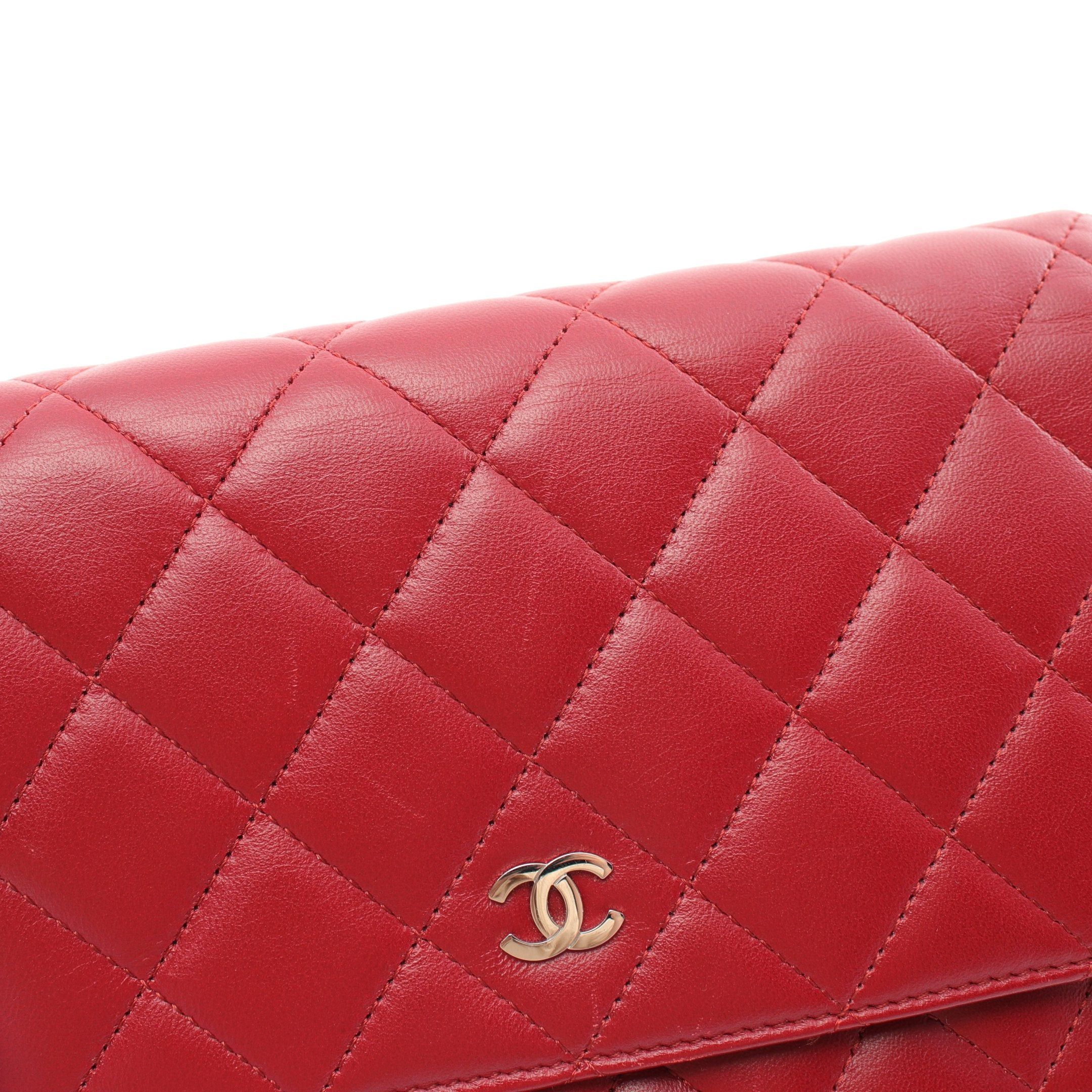 Chanel Chanel Matelasse Chain Wallet Lambskin Red Silver Hardware Size ONE SIZE - 6 Thumbnail