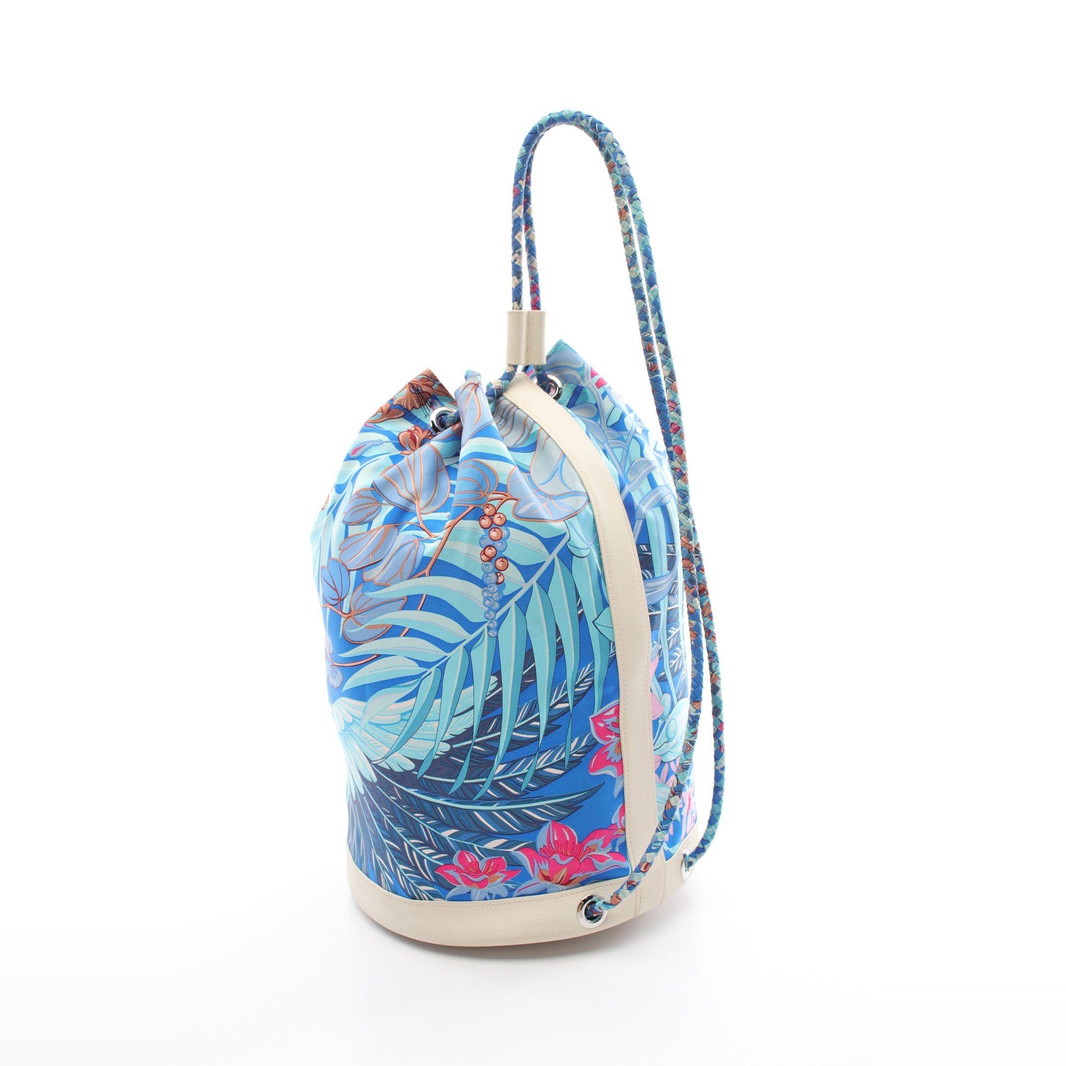 Hermes Hermes Soie-Cool 22 Kure Shoulder Bag Silk Veau Swift Blue Multicolor Silver Hardware T Stamp Size ONE SIZE - 2 Thumbnail