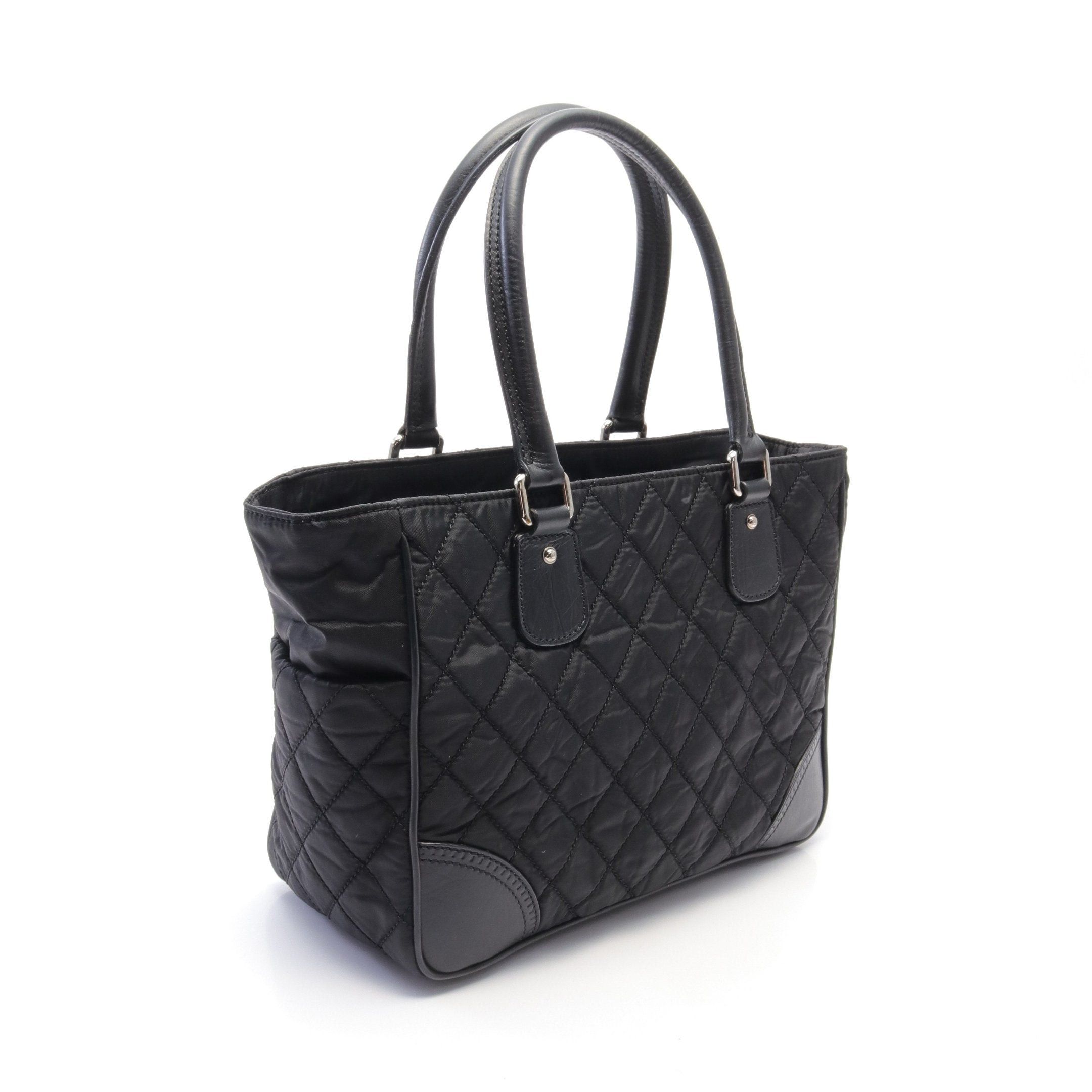 Chanel Chanel Shoulder Bag Tote Nylon Leather Black Silver Hardware Size ONE SIZE - 2 Thumbnail