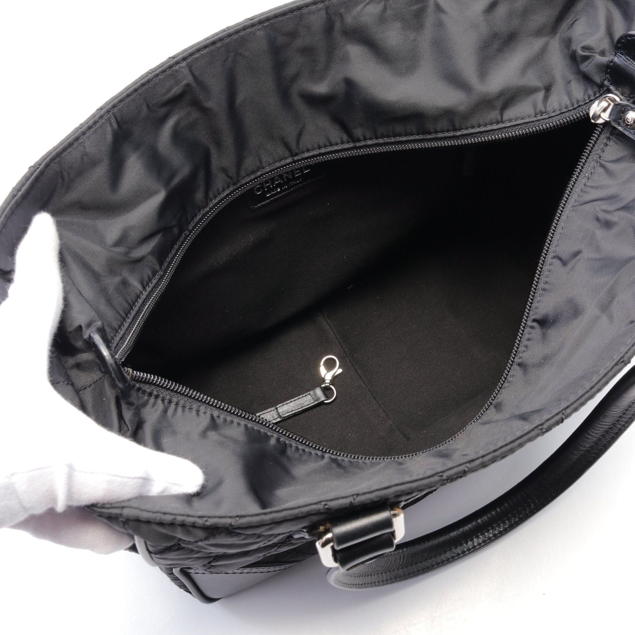 Chanel Chanel Shoulder Bag Tote Nylon Leather Black Silver Hardware Size ONE SIZE - 3 Thumbnail