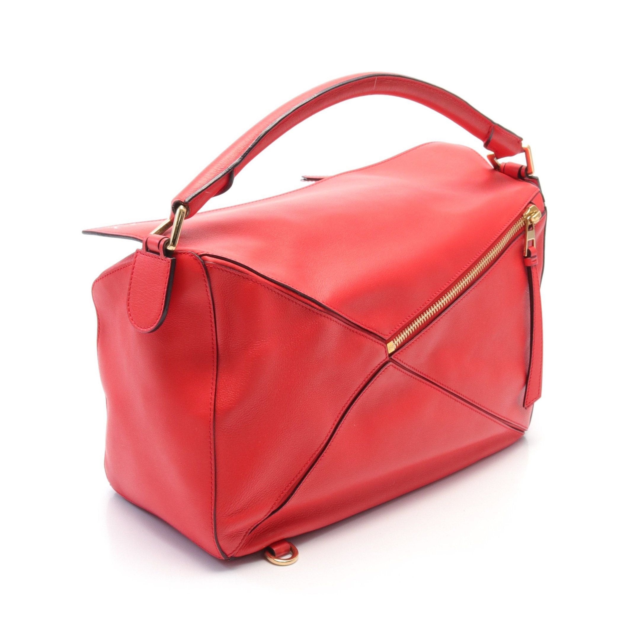Loewe Loewe Puzzle Bag Large Handbag Leather Red Size ONE SIZE - 2 Thumbnail