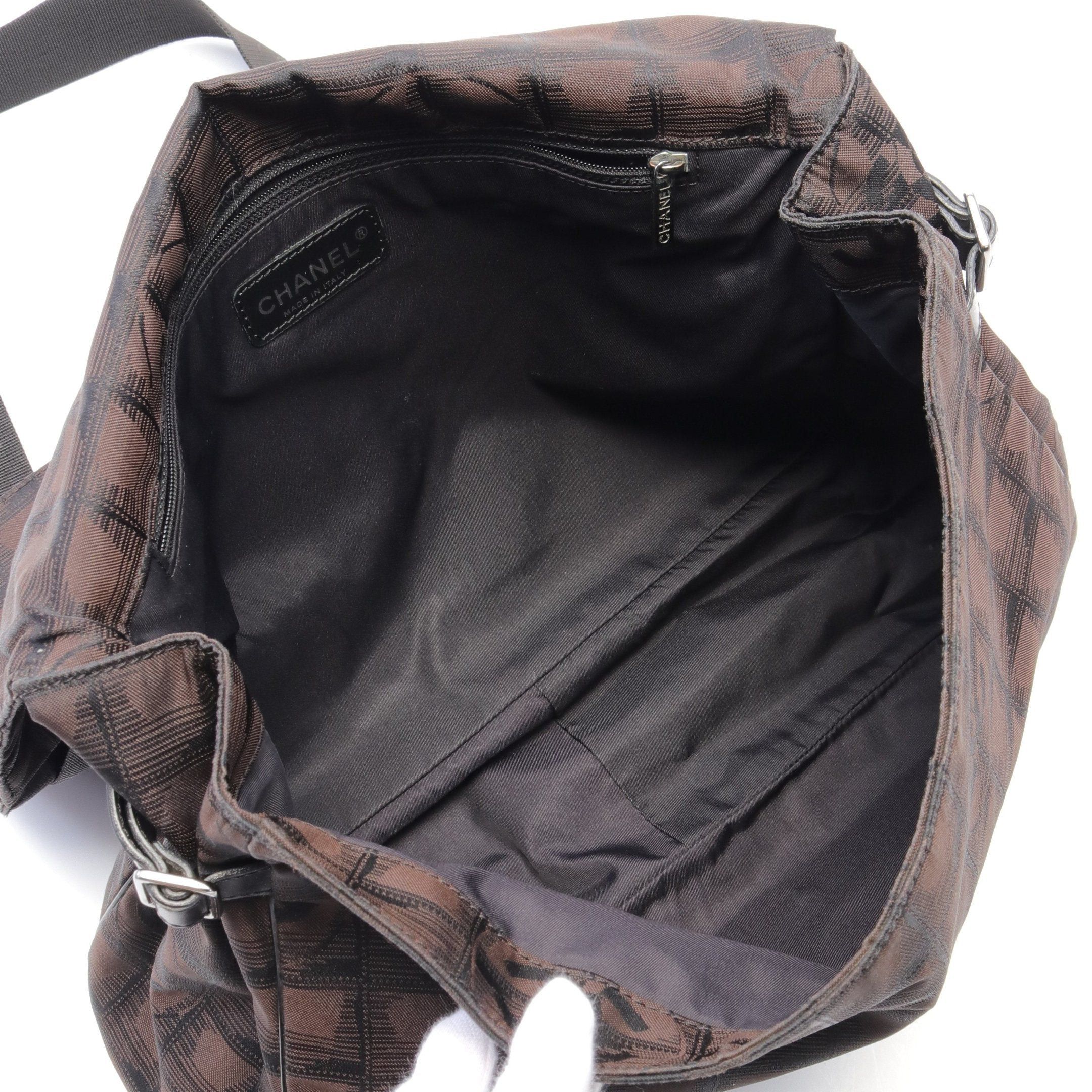 Chanel Chanel New Travel Line Messenger Bag Shoulder Nylon Canvas Leather Dark Brown Black Silver Hardware Size ONE SIZE - 3 Thumbnail