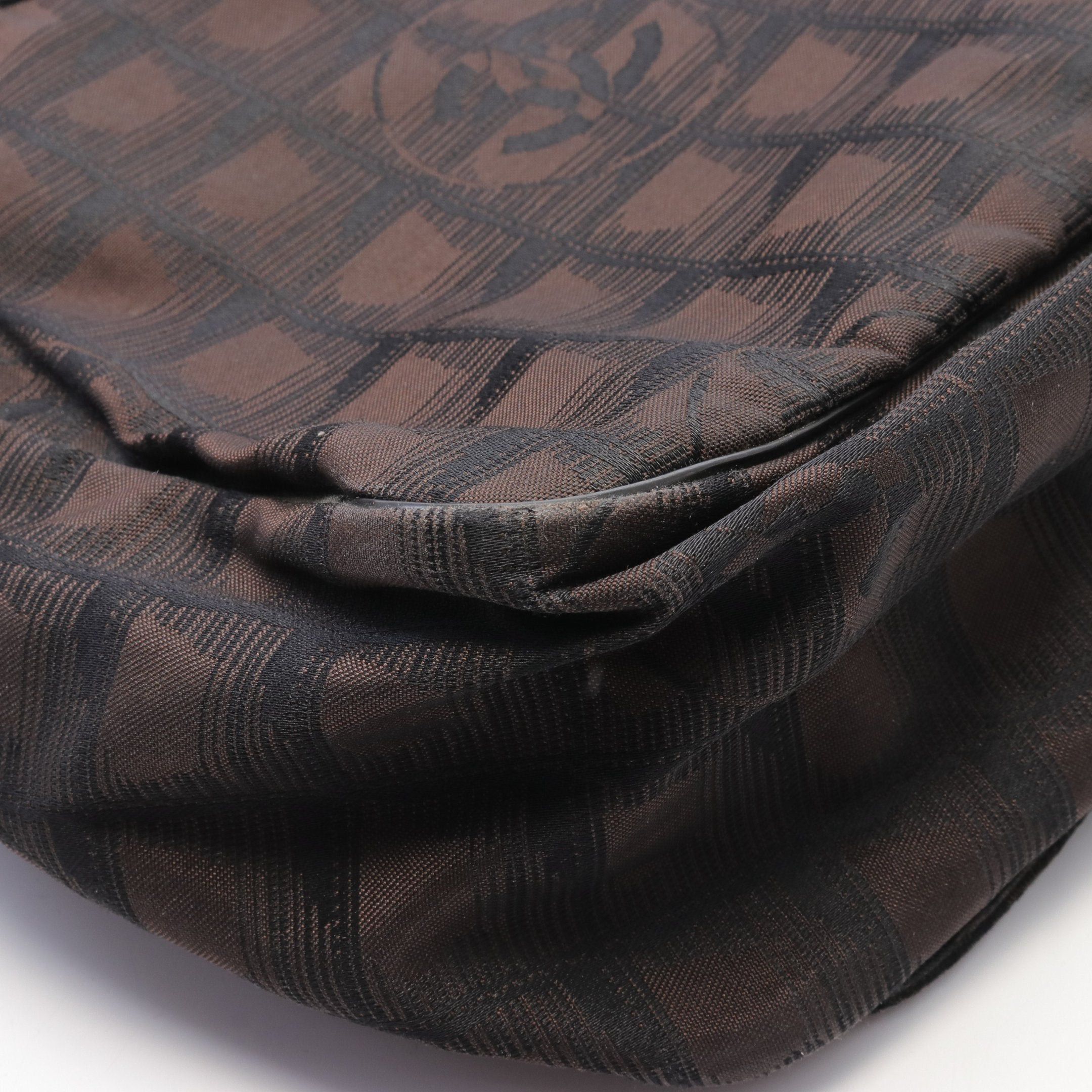 Chanel Chanel New Travel Line Messenger Bag Shoulder Nylon Canvas Leather Dark Brown Black Silver Hardware Size ONE SIZE - 10 Thumbnail