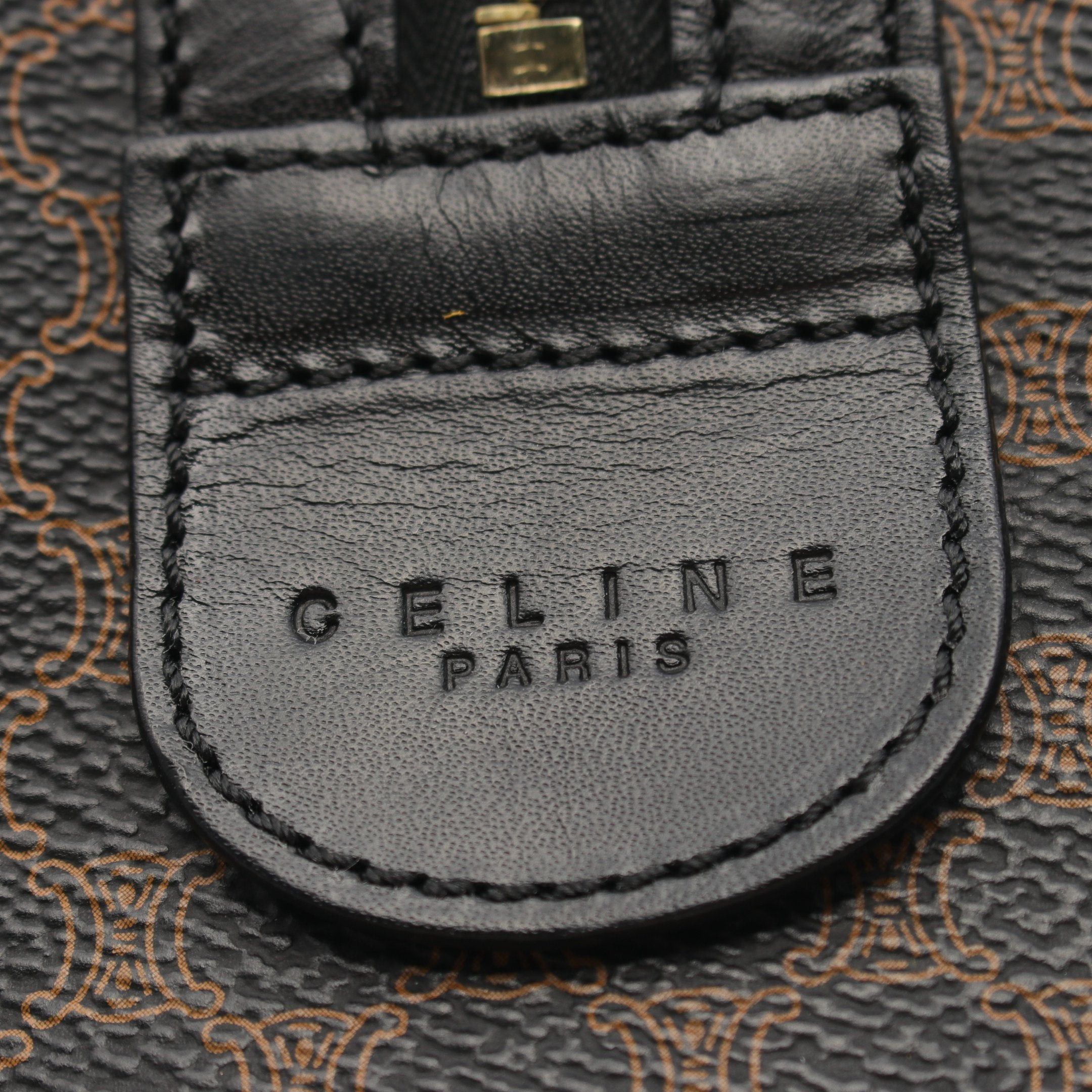 Celine Celine Macadam Handbag Mini Boston Bag Leather Black Beige Size ONE SIZE - 4 Thumbnail