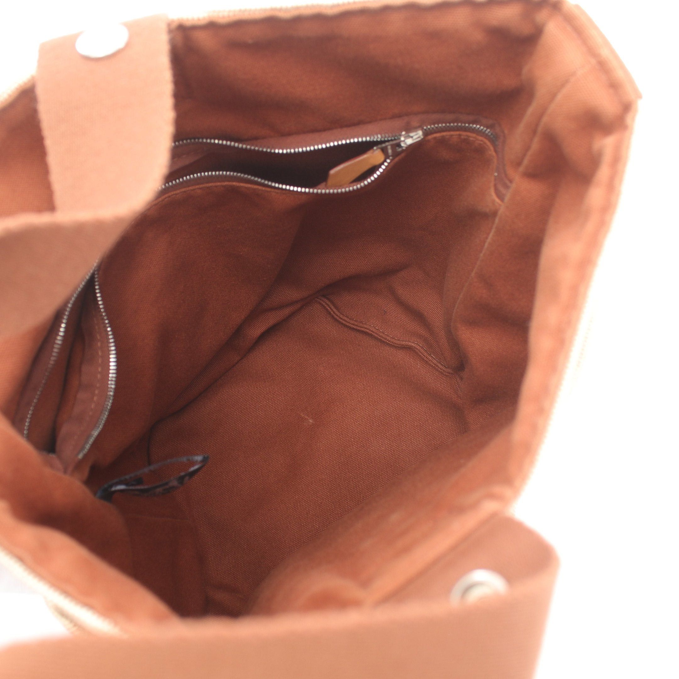 Hermes Hermes Saxo Mm Handbag Toile Ash Ivory Brown Silver Hardware Size ONE SIZE - 3 Thumbnail