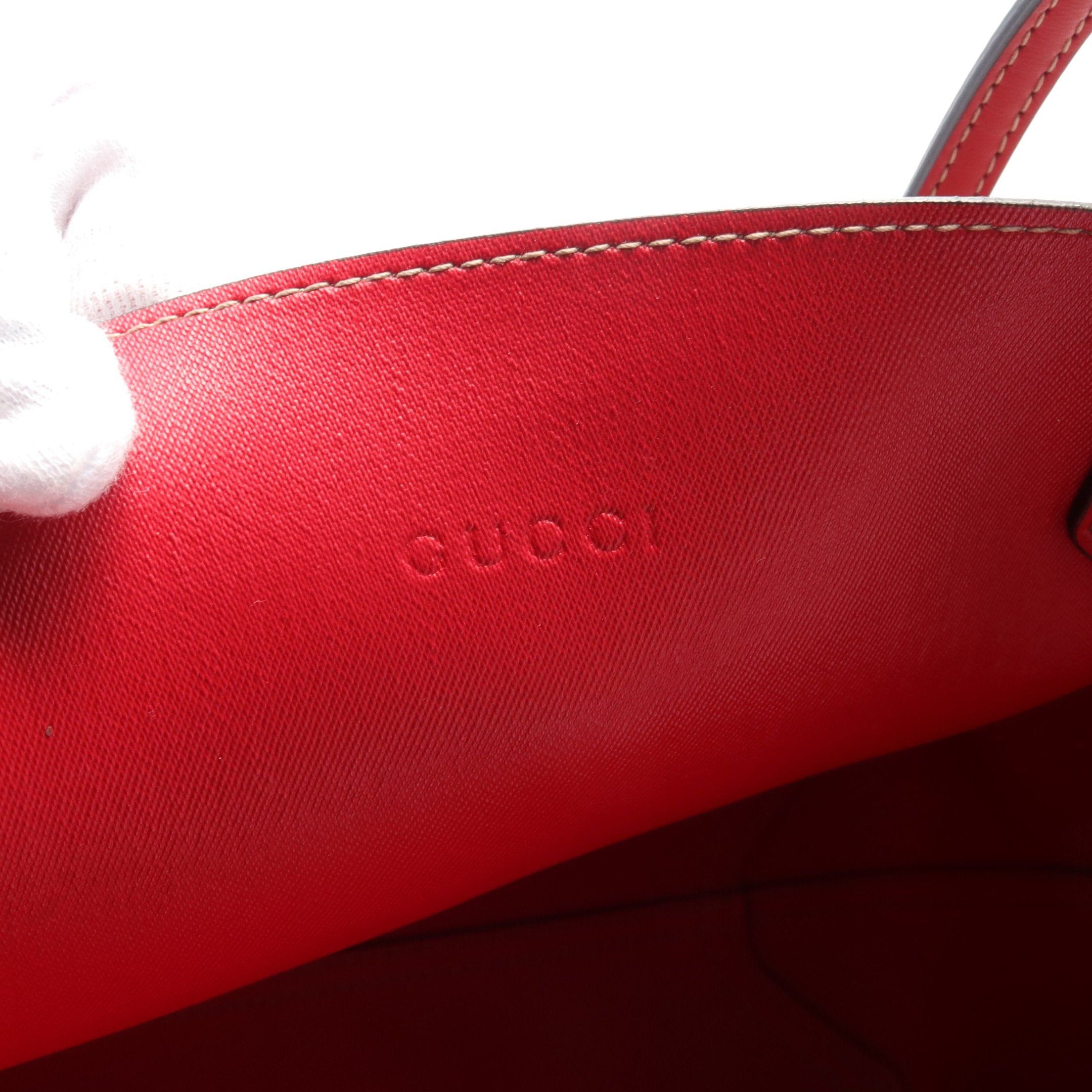 Gucci Gucci Gg Supreme Handbag Tote Bag Leather Beige Dark Brown Red Reversible Size ONE SIZE - 4 Thumbnail