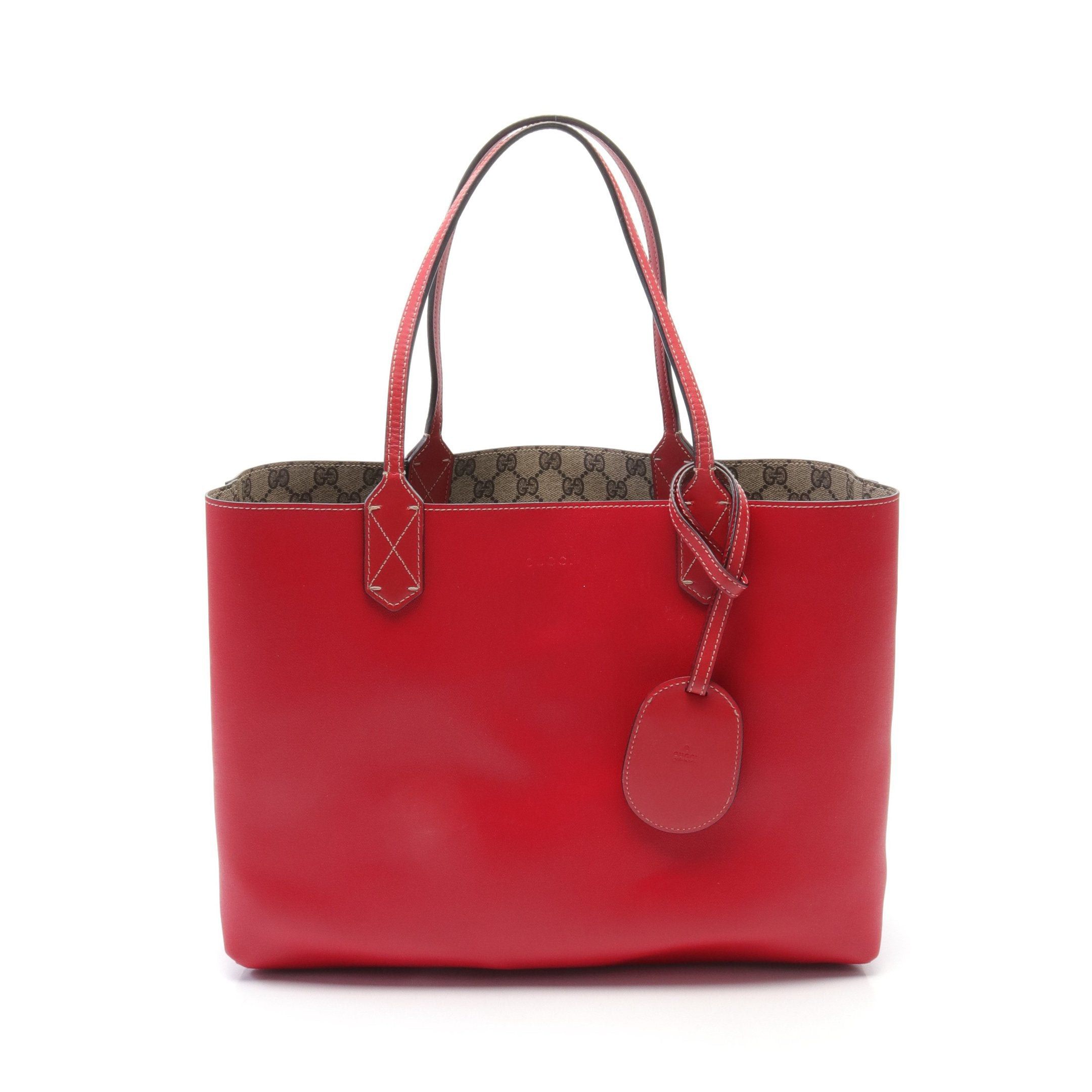 Gucci Gucci Gg Supreme Handbag Tote Bag Leather Beige Dark Brown Red Reversible Size ONE SIZE - 5 Thumbnail